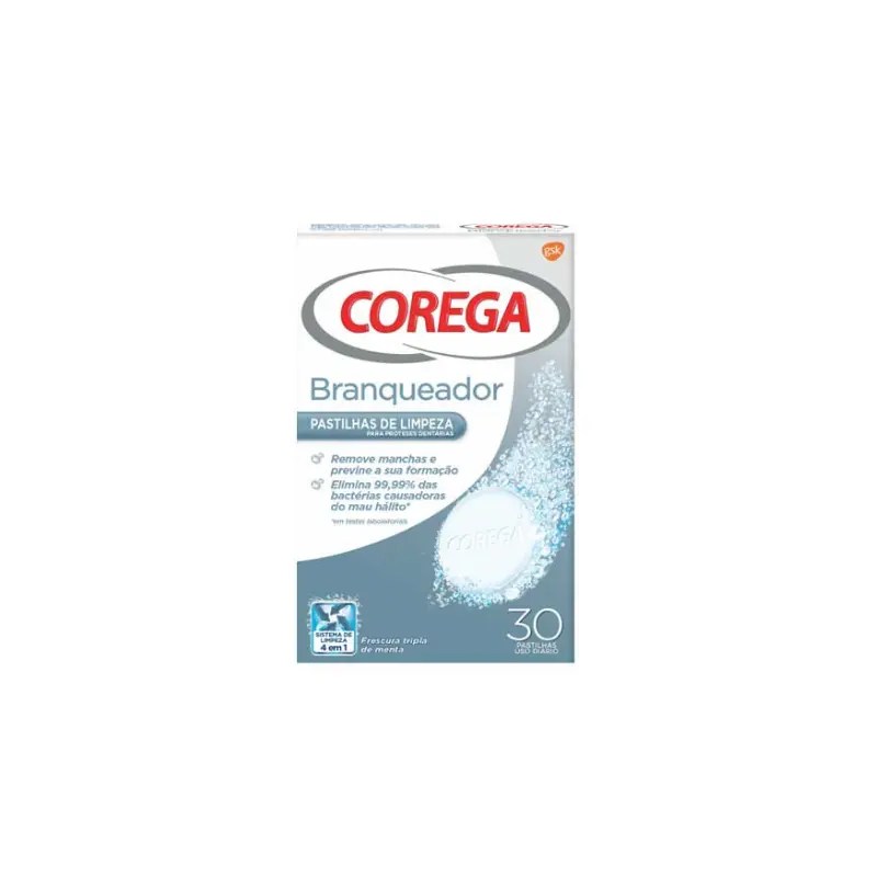 Corega Branqueadora x30 pastilhas de limpeza Corega Branqueadora x30 pastilhas de limpeza