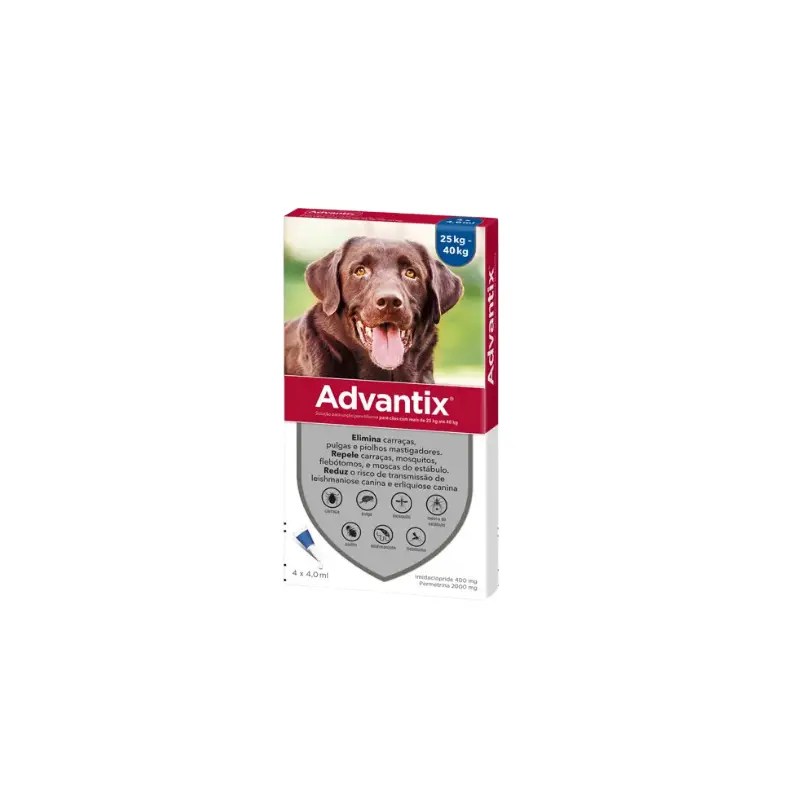 Advantix Cao solução Uncao 4mlx4 +25Kg Advantix Cao solução Uncao 4mlx4 +25Kg