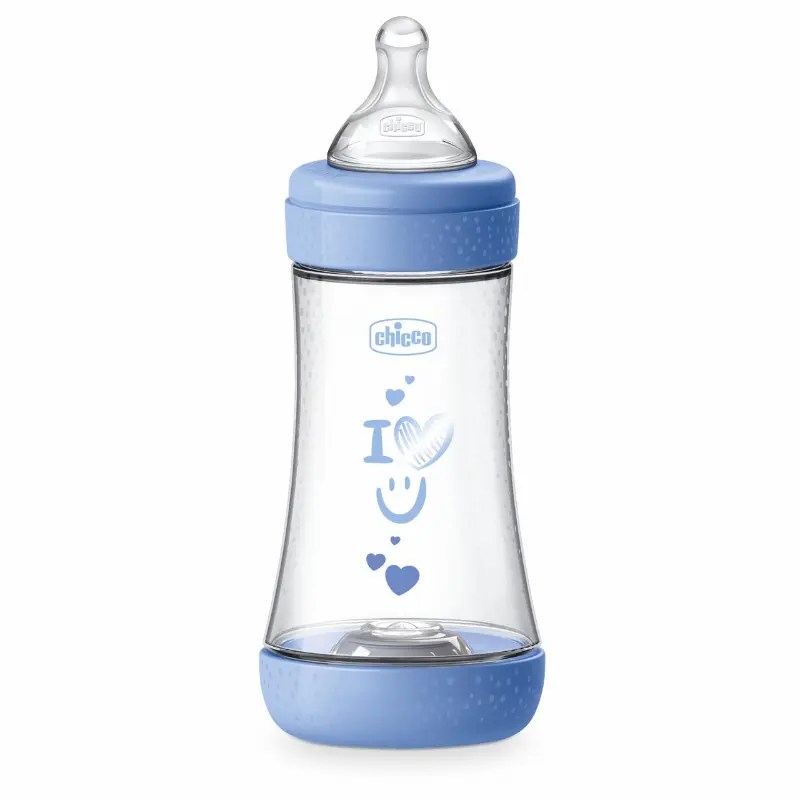 Biberão Chicco Perfect5 Azul 2m+ 240ml Fluxo Médio