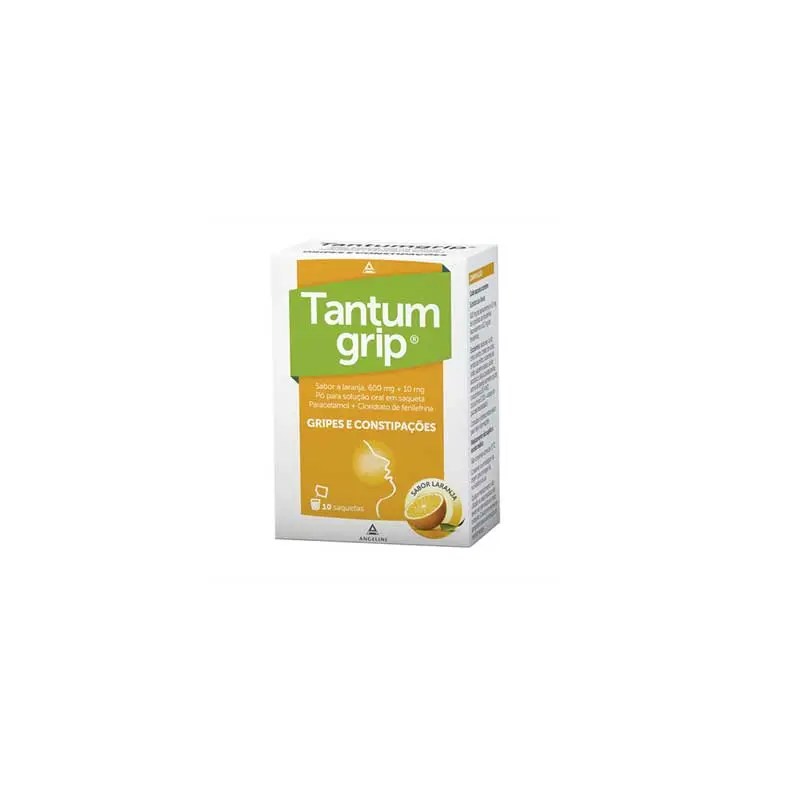 Tantumgrip sabor a laranja, 600/10 mg x 10 pó sol oral saq