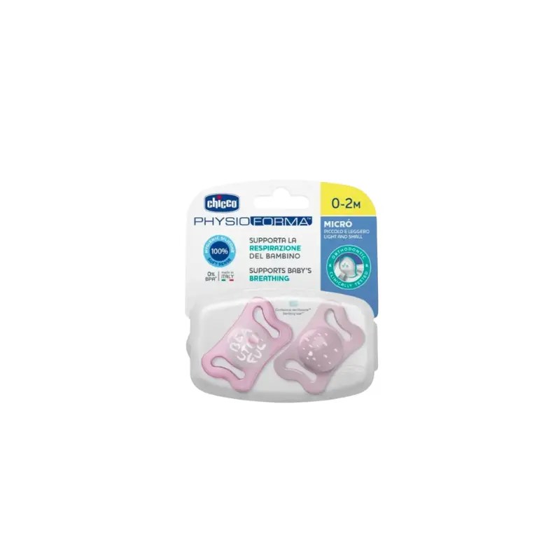 Chicco Chupeta Physioforma Mini Soft Rosa 0-2M X2