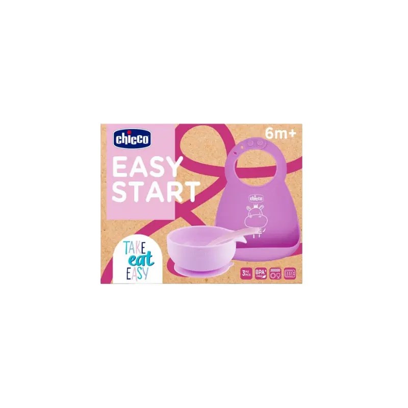 Chicco Conjunto Papa Silicone Rosa 6M+
