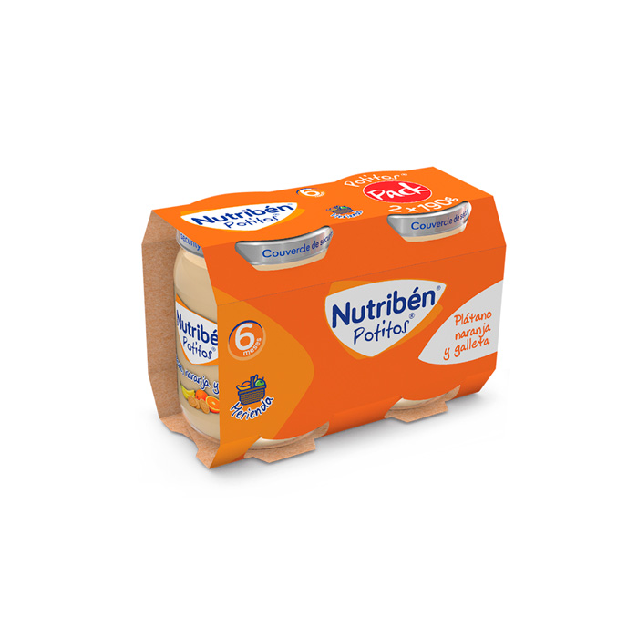 NUTRIBEN POTITOS PLATANO NARANJA Y GALLETA 2 ENVASES 190 G