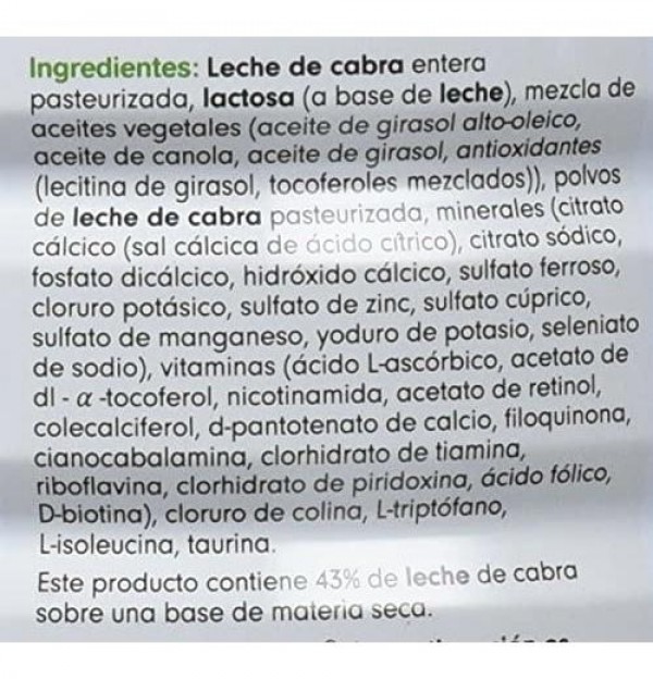 CAPRICARE 2 PREPARADO LACTANTES DESDE 6ºMES LECHE DE CABRA 1 ENVASE 800 G