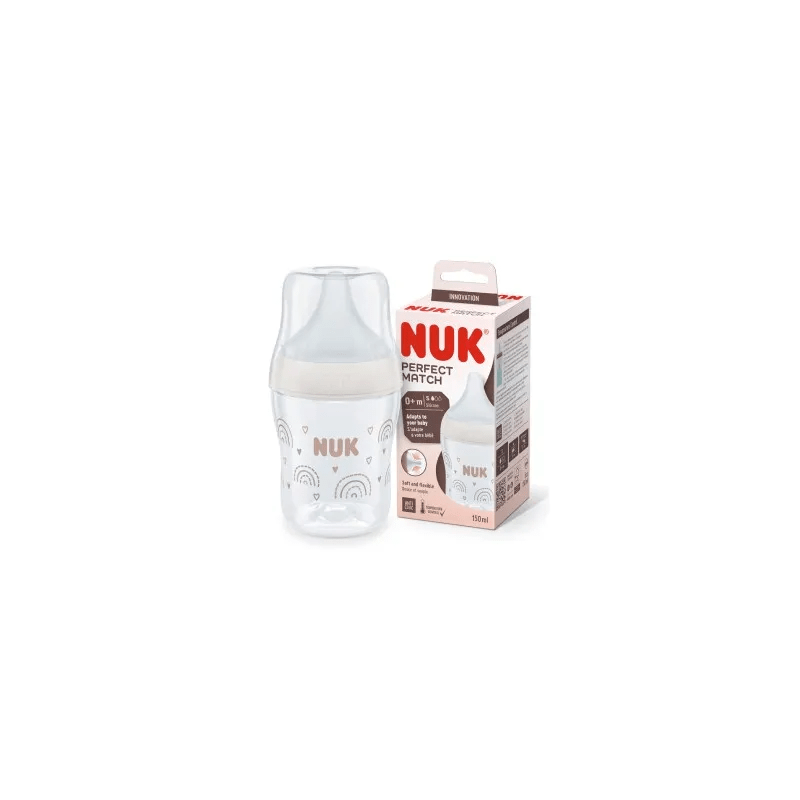 BIBERON PP SILICONA NUK PERFECT MATCH FLUJO S 1 UNIDAD 120 ML ARCOIRIS