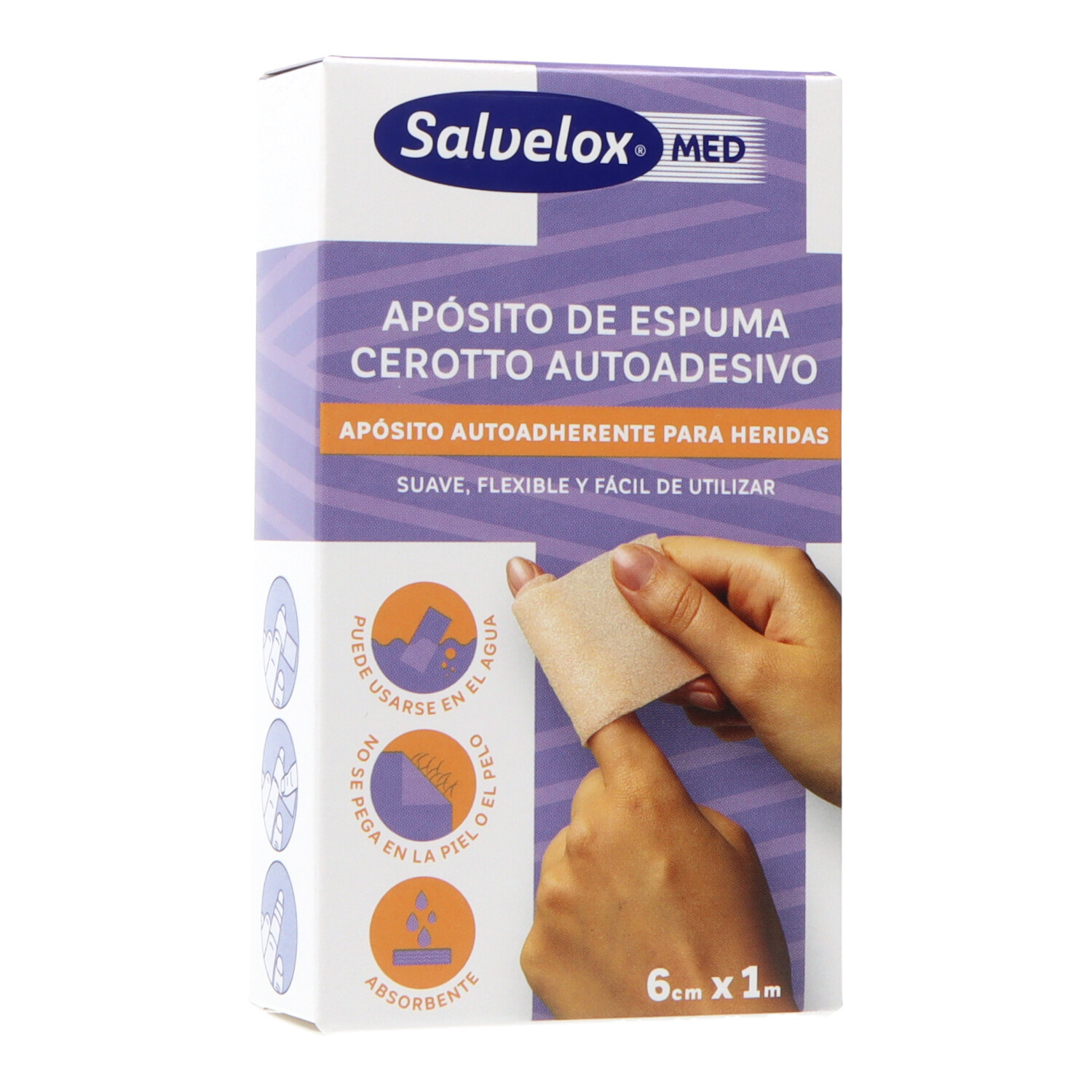 SALVELOX MED FOAM PLASTER APOSITO ADHESIVO 1 APOSITO 1M X 6 CM