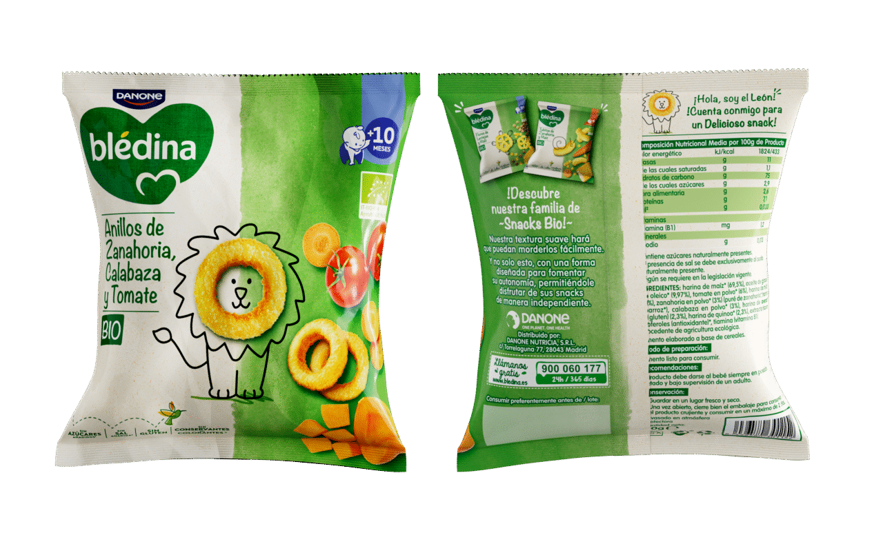 BLEDINA BIO SNACK ANILLOS DE ZANAHORIA CALABAZA Y TOMATE 1 ENVASE 20 G