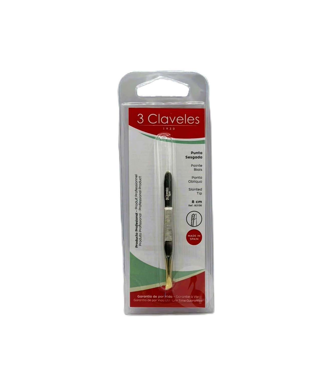 3 CLAVELES PINZA SESGADA DORADA 8CM