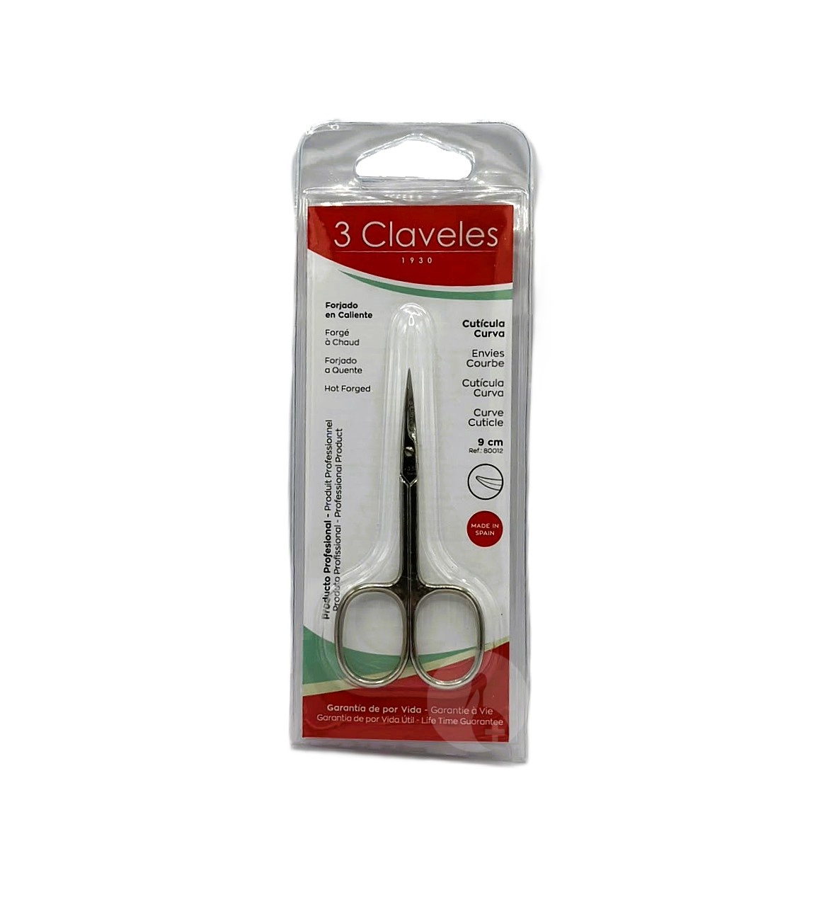 3 CLAVELES TIJERA PIEL CURVA 9 CM 3,5 PULGADAS