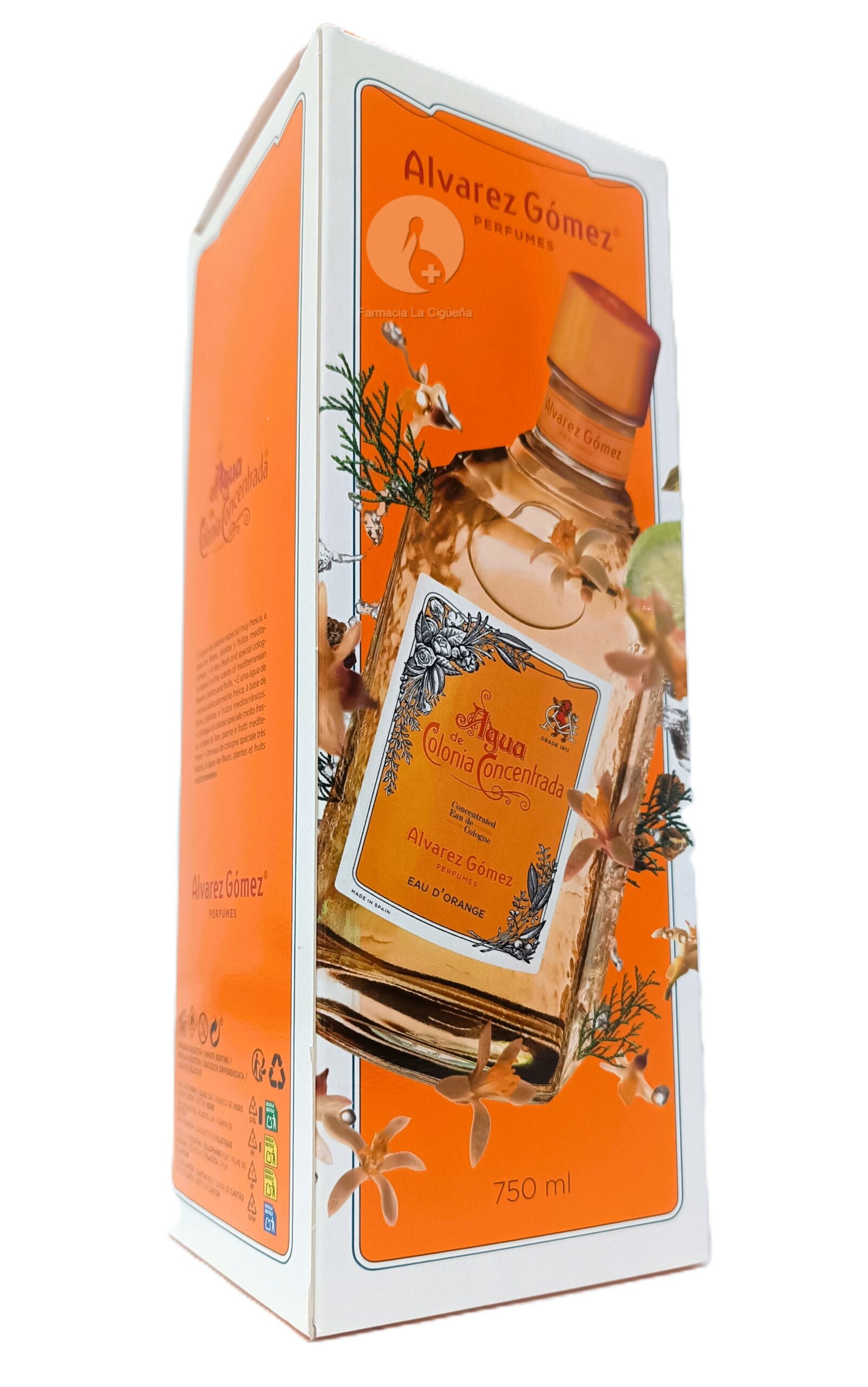 AGUA DE COLONIA CONCENTRADA EAU D´ORANGE ALVAREZ GOMEZ 1 ENVASE 750 ML