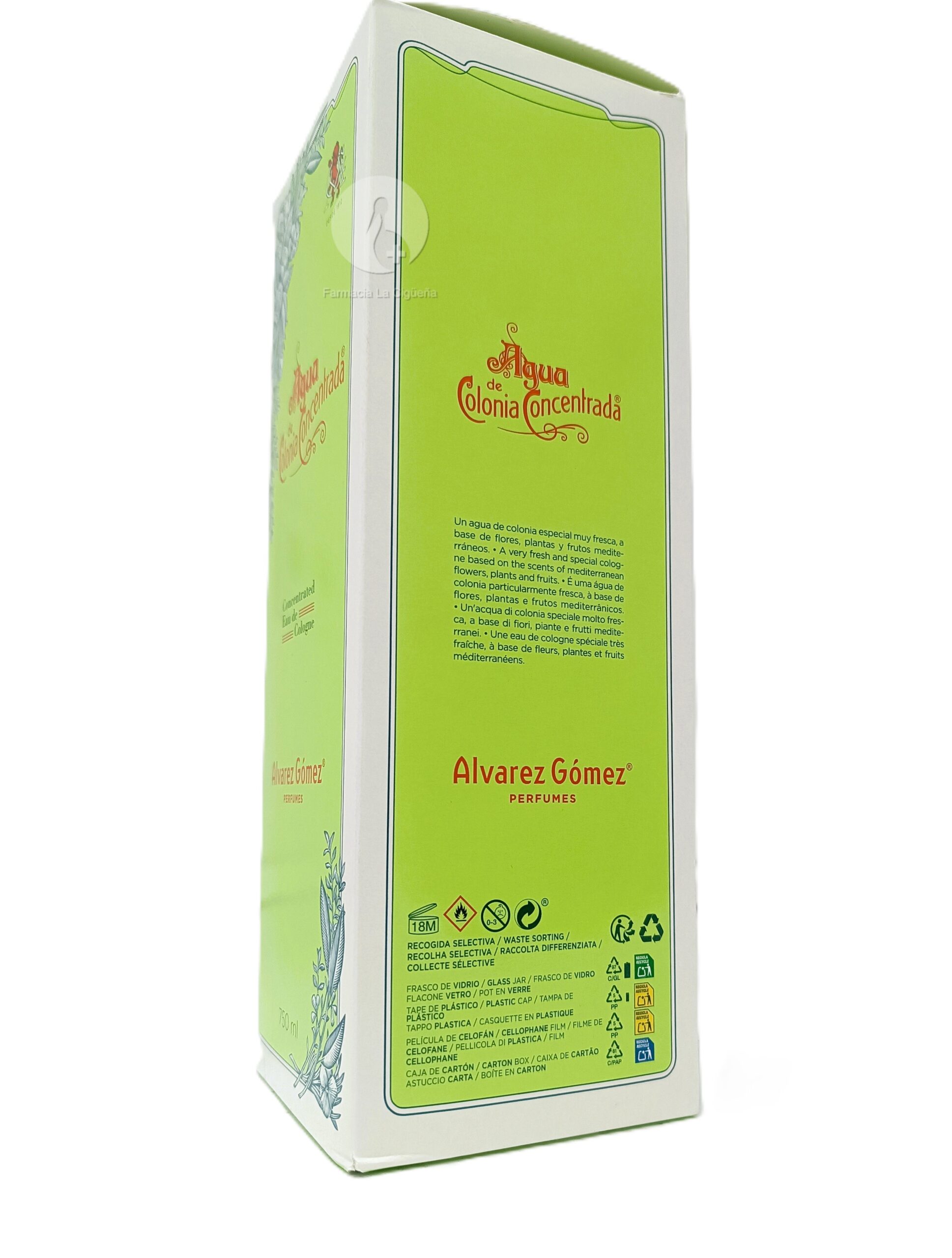 AGUA DE COLONIA CONCENTRADA EAU FRAICHE ALVAREZ GOMEZ 1 ENVASE 750 ML