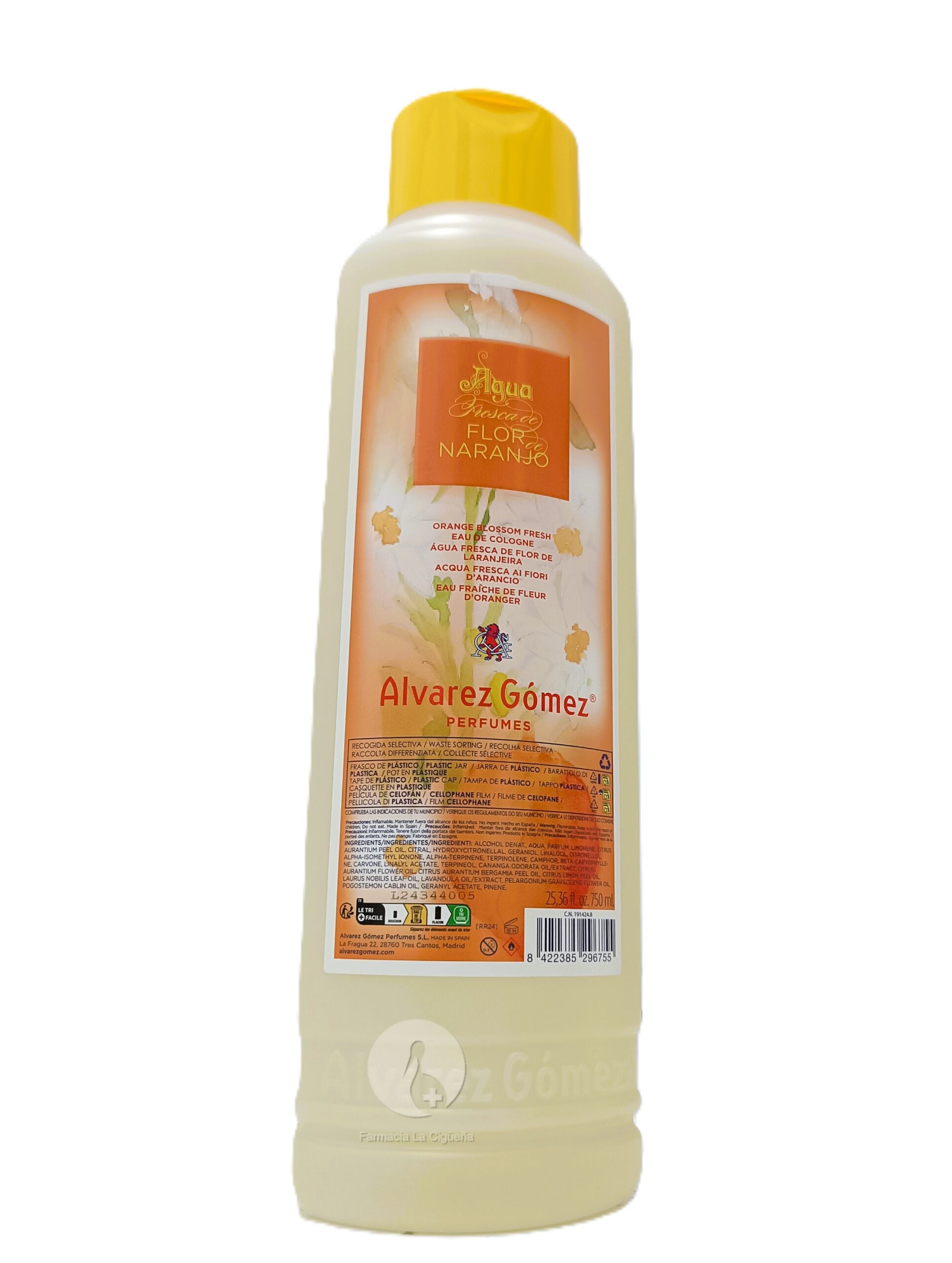 AGUA FRESCA DE BAÑO ALVAREZ GOMEZ 1 ENVASE 750 ML AROMA FLOR DE NARANJO