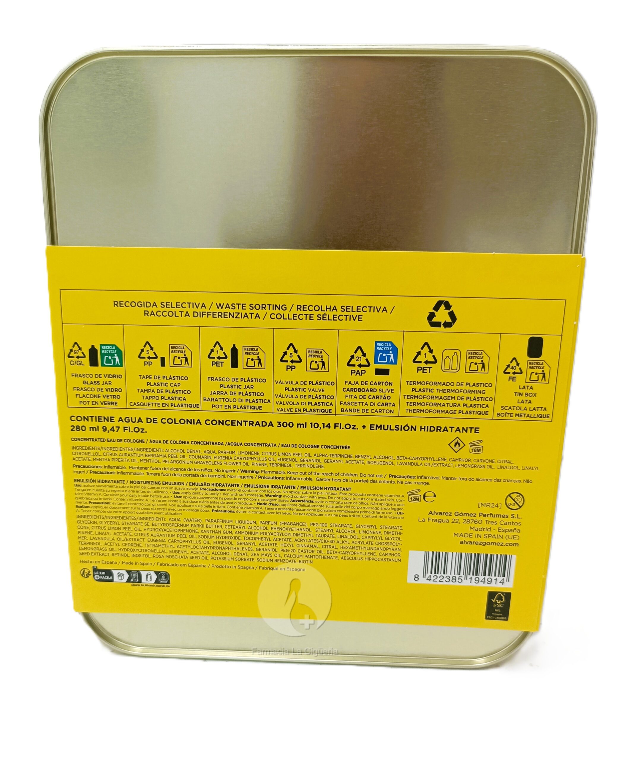 ALVAREZ GOMEZ AGUA DE COLONIA CONCENTRADA 300ML+EMULSION 300ML