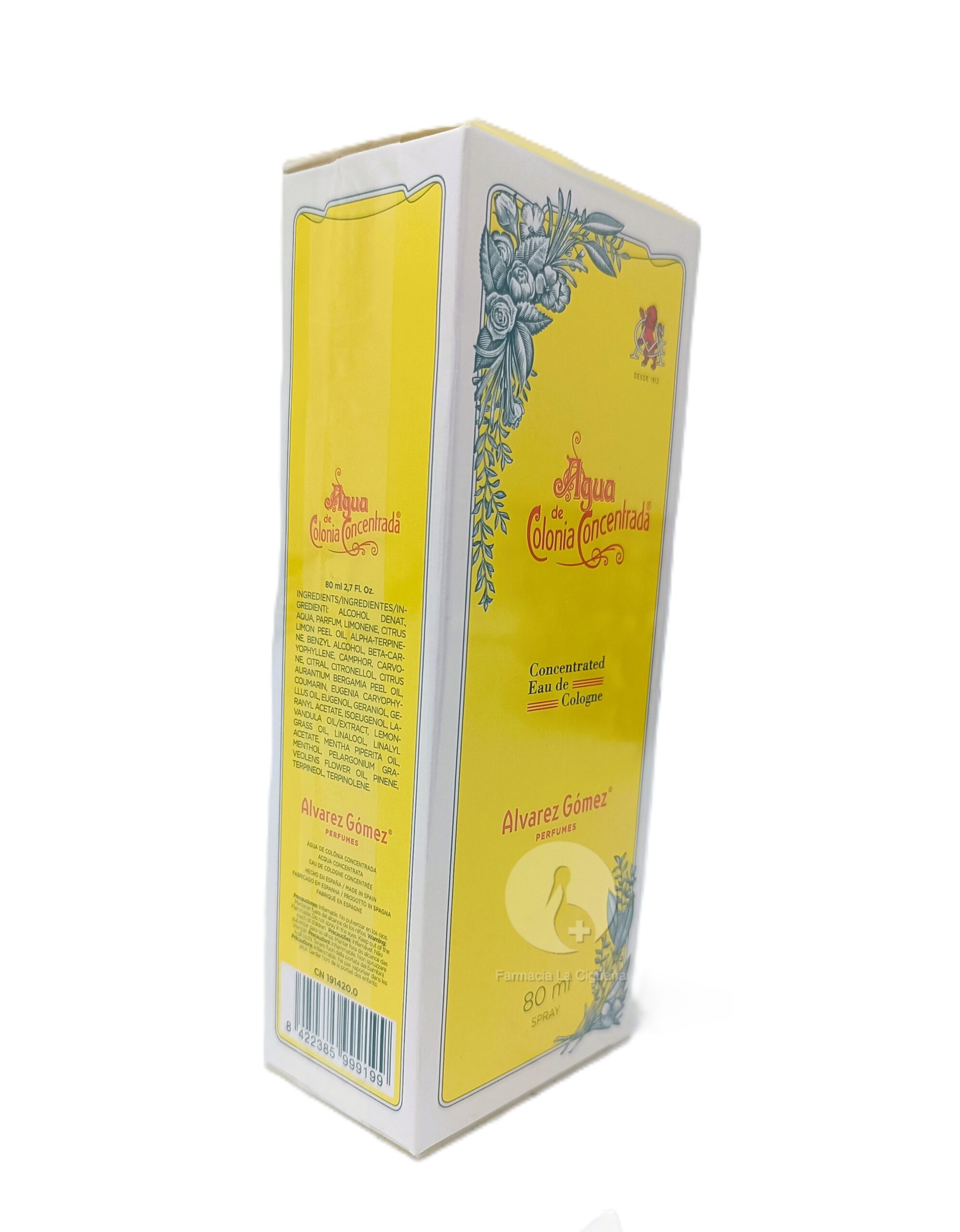 AGUA DE COLONIA CONCENTRADA ALVAREZ GOMEZ 1 ENVASE 80 ML