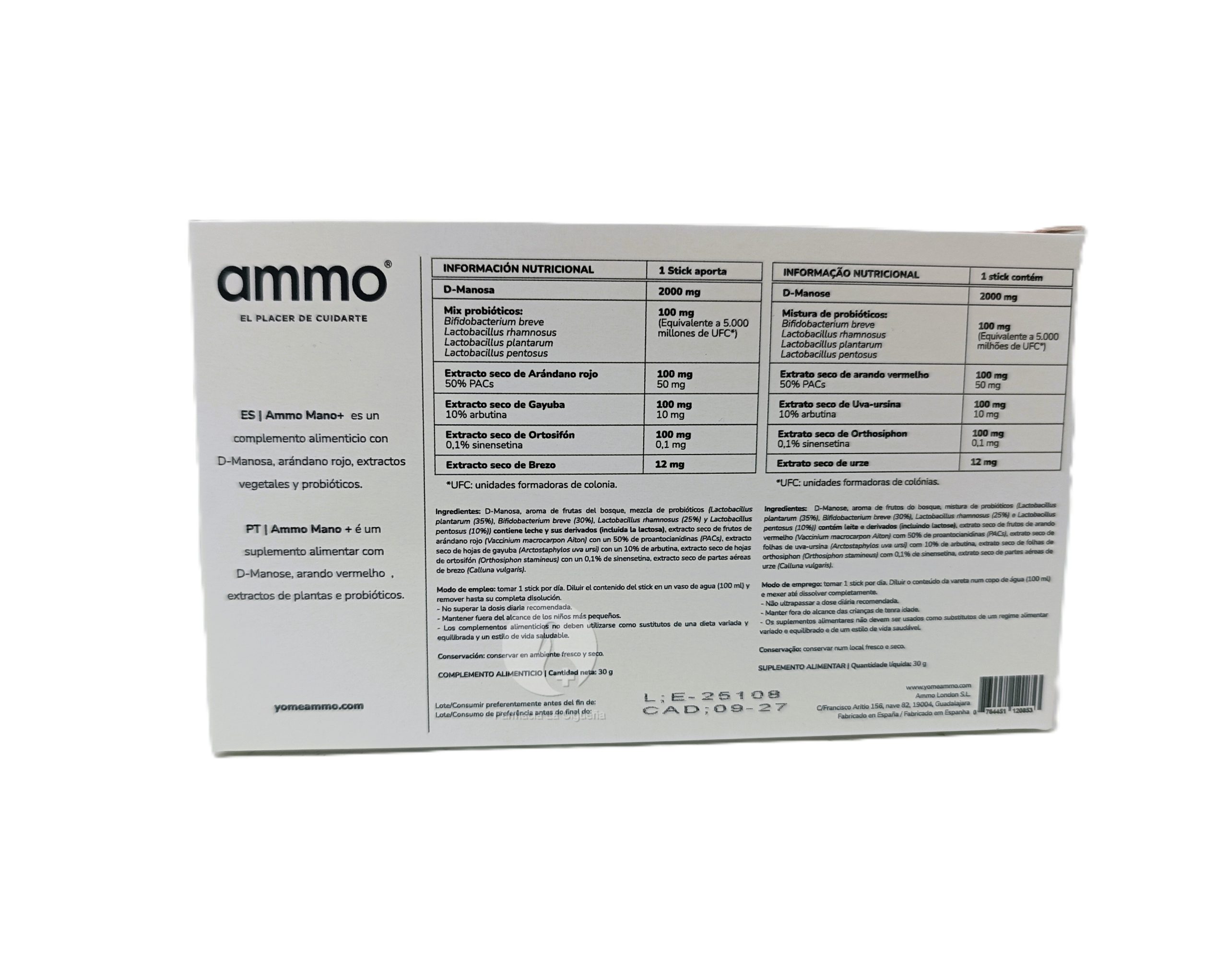 MANO+ AMMO 10 STICKS SABOR FRUTOS DEL BOSQUE