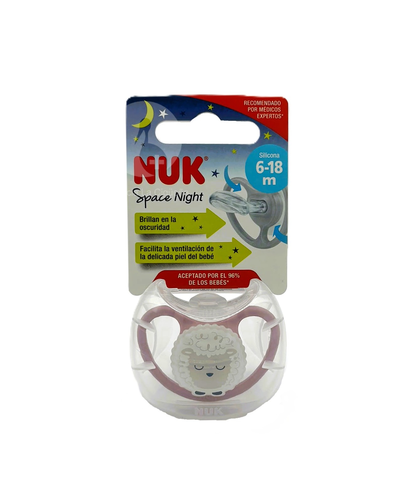 CHUPETE SILICONA NUK SPACE NIGTH 6 – 18 MESES 1 UNIDAD