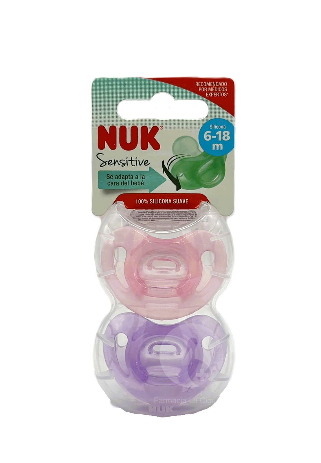 CHUPETE SILICONA NUK SENSITIVE 6 – 18 MESES 2 UNIDADES