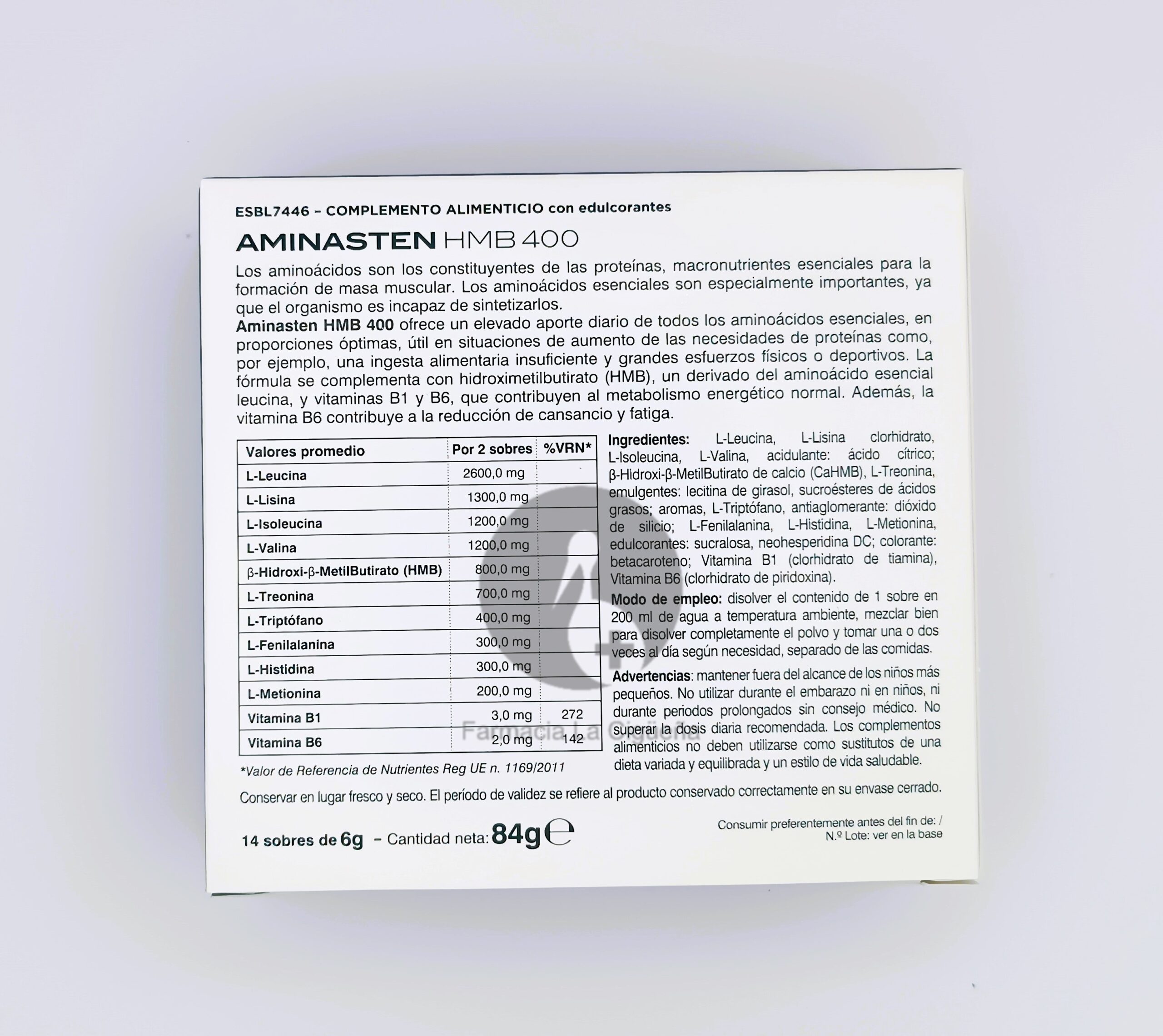 AMINASTEN HMB 400 PRINCIPIUM 14 14 SOBRES 6 G