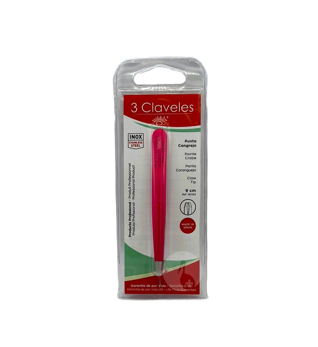 3 CLAVELES PINZA INOX CANGREJO ROSA 9CM