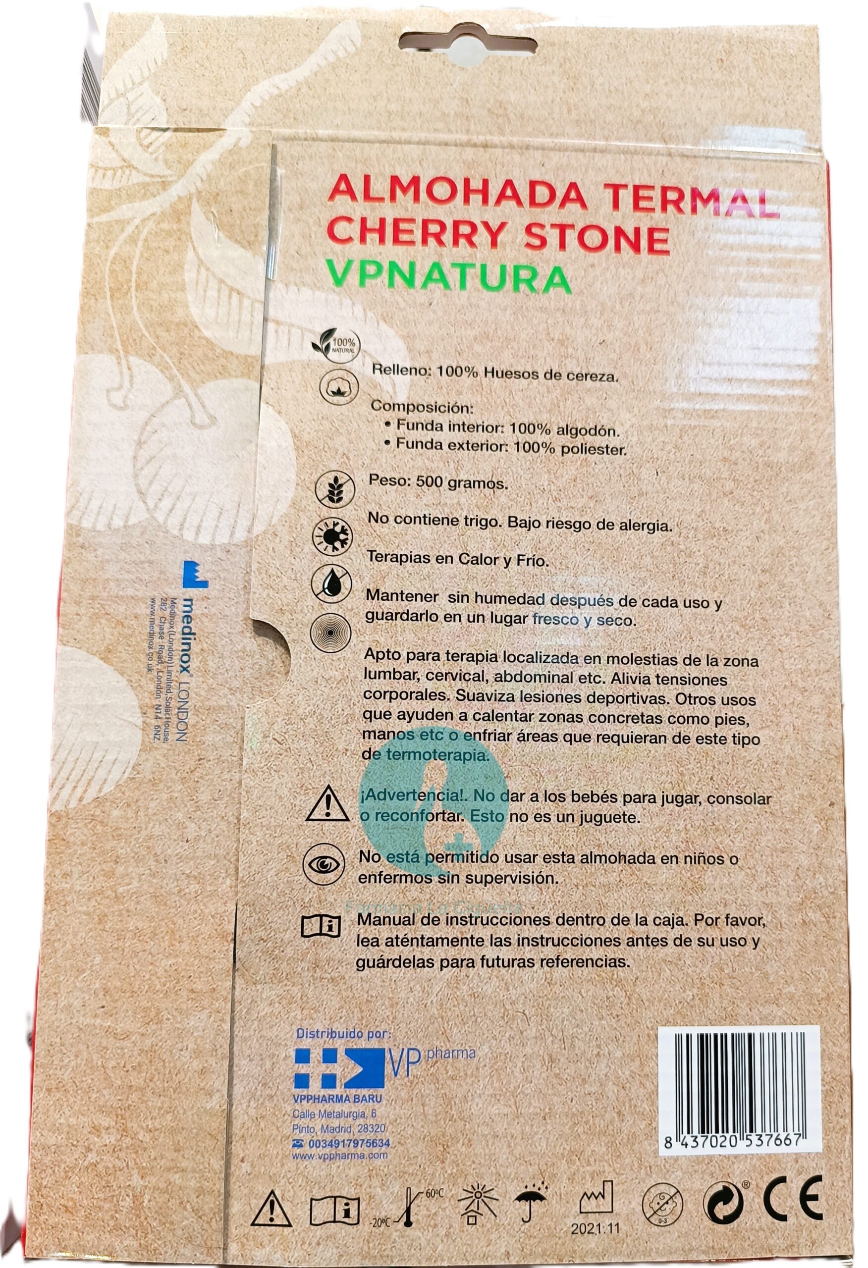 CHERRY STONE ALMOHADA TERMAL FRIO/ CALOR VP NATURA 1 UNIDAD