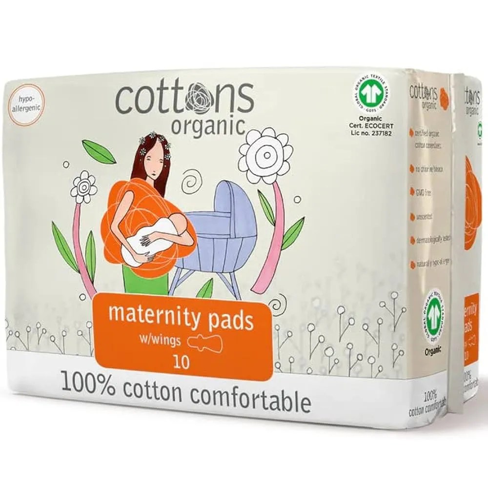 COMPRESAS HIGIENICAS FEMENINAS COTTONS MATERNIDAD 10 UNIDADES