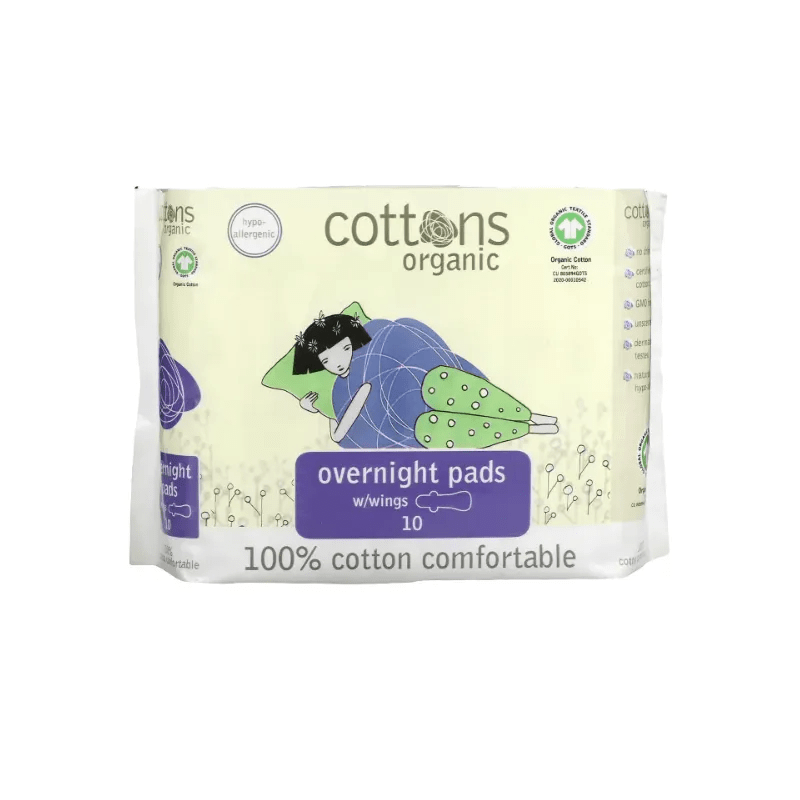 COMPRESAS HIGIENICAS FEMENINAS COTTONS NOCHE 10 UNIDADES