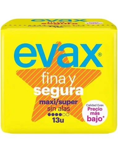 COMPRESAS HIGIENICAS FEMENINAS EVAX FINA Y SEGURA MAXI 13 COMPRESAS