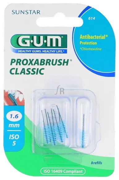 CEPILLO INTERDENTAL RECAMBIO GUM 614 PROXABRUSH 1.6 CONICO 8 UNIDADES