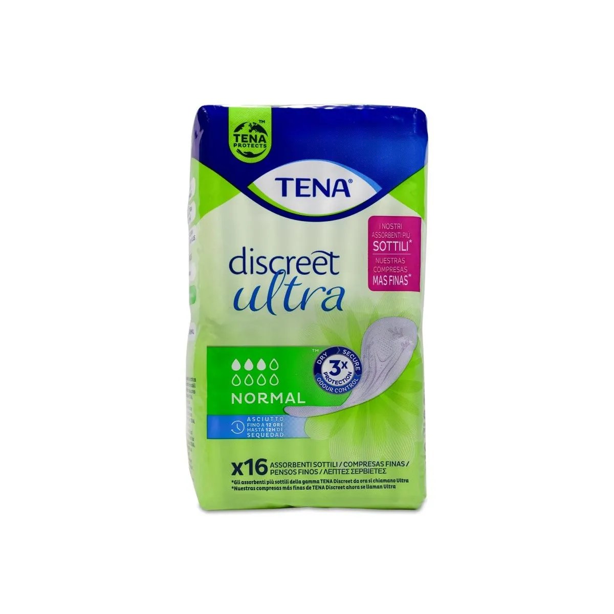 ABSORBENTE INCONTINENCIA ORINA LIGERA TENA DISCREET ULTRA NORMAL 16 UNIDADES
