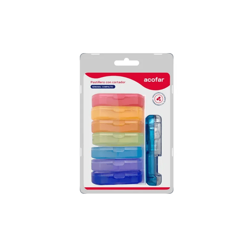 ACOFAR PASTILLERO SEMANAL CON CORTADOR COMPACTO 1 UNIDAD