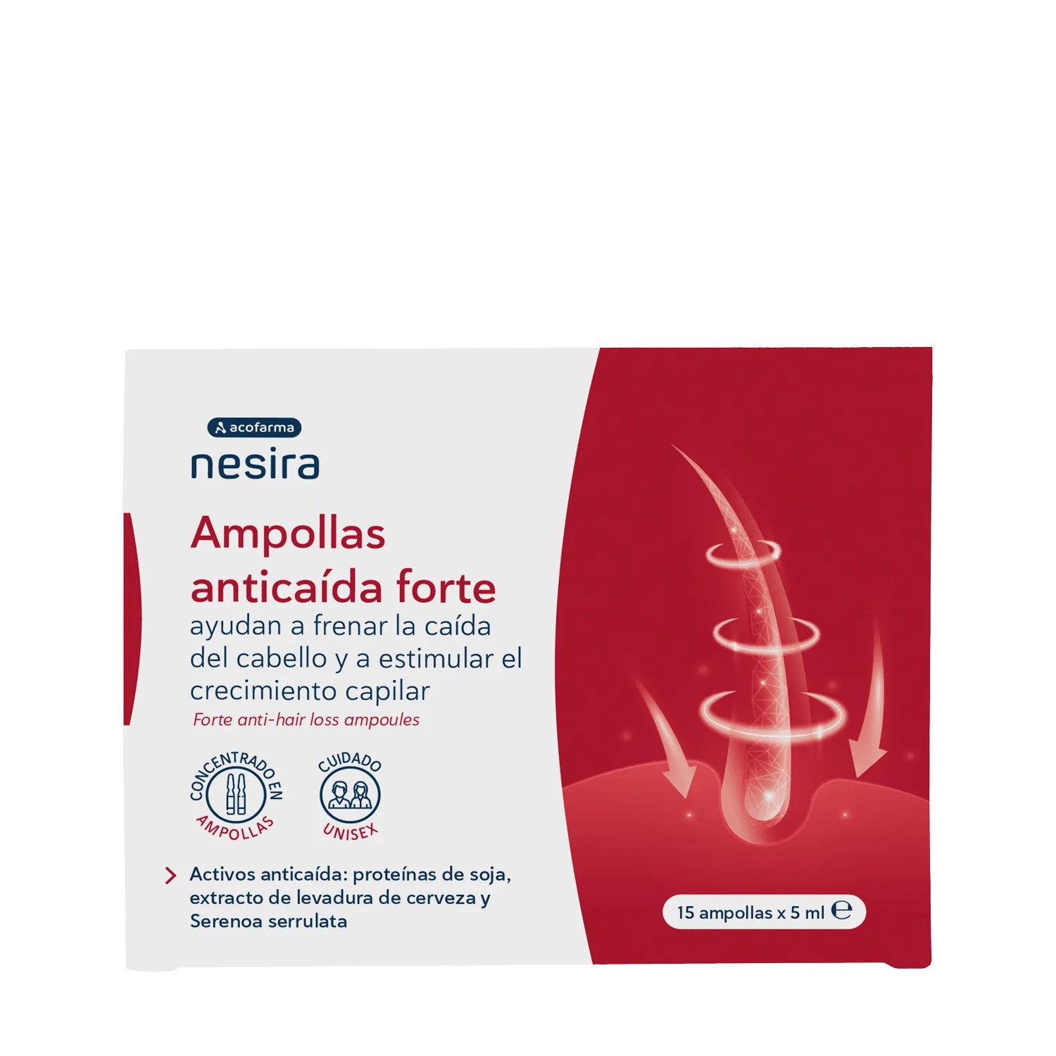 ACOFARMA NESIRA AMPOLLAS ANTICAIDA FORTE 15 AMPOLLAS 5 ML