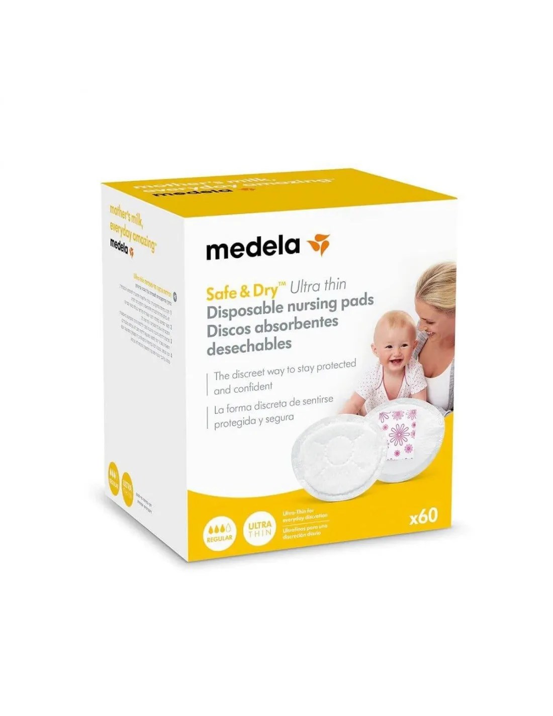 DISCOS ABSORBENTES DESECHABLES SAFE & DRY ULTRA THIN 60 UNIDADES