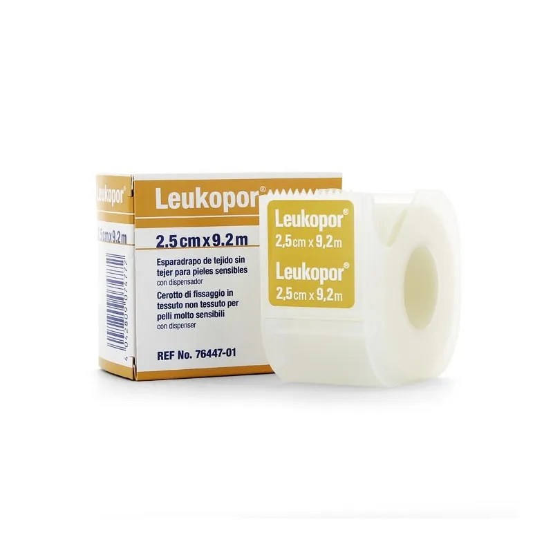 ESPARADRAPO HIPOALERGICO LEUKOPOR PAPEL 1 UNIDAD CON DISPENSADOR 9,2 M X 2,5 CM