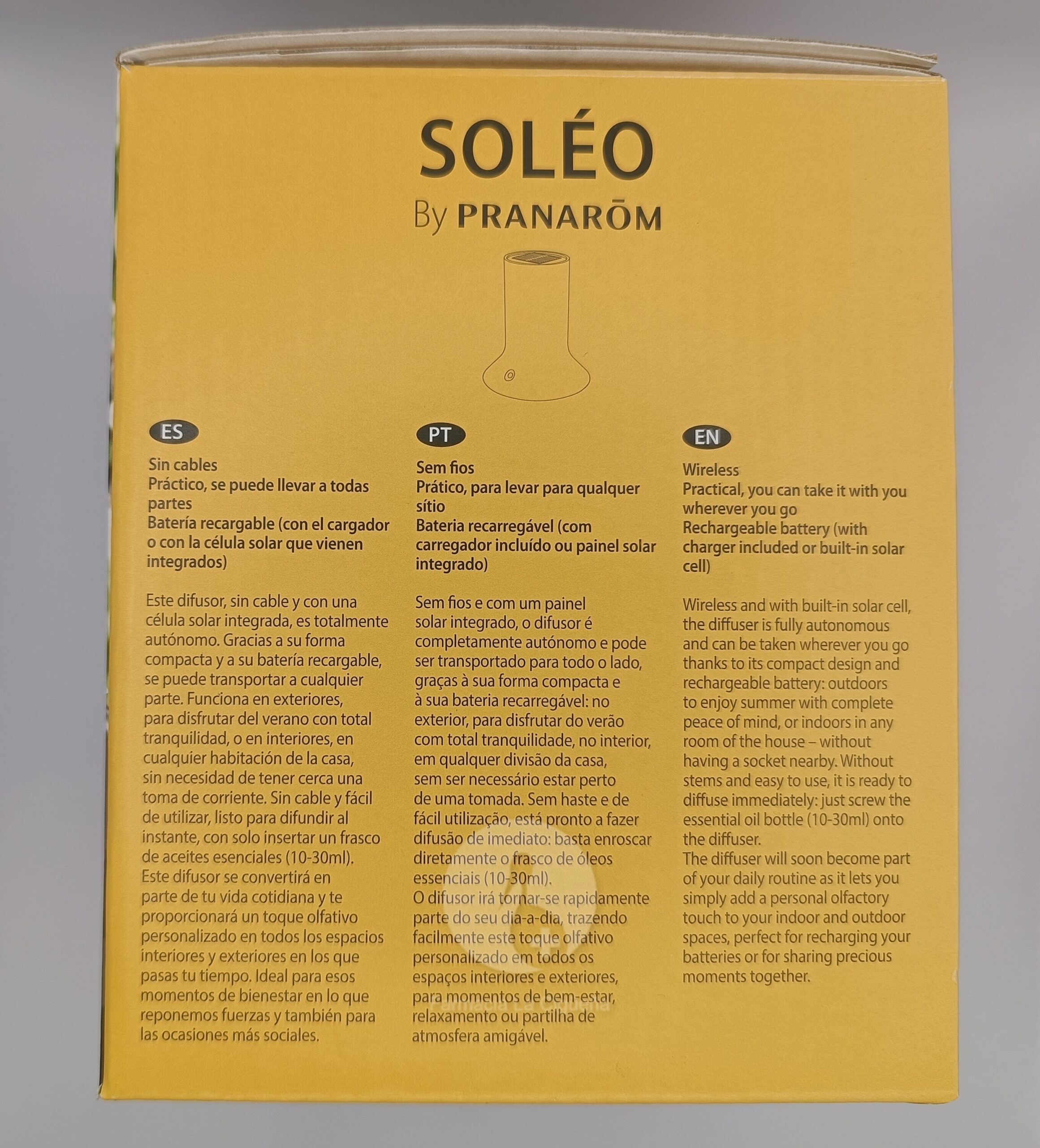 PRANAROM SOLEO AMARILLO DIFUSOR SOLAR Y PORTATIL
