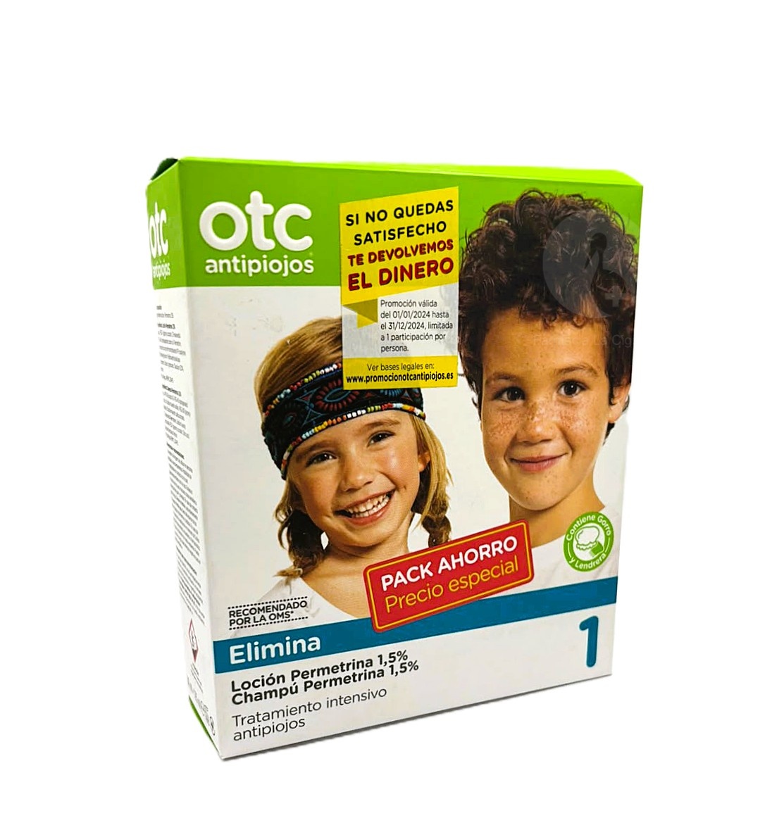OTC ANTIPIOJOS PACK PERMETRINA 1.5% 1 ENVASE 100 ML LOCION + 1 ENVASE 125 ML CHAMPU
