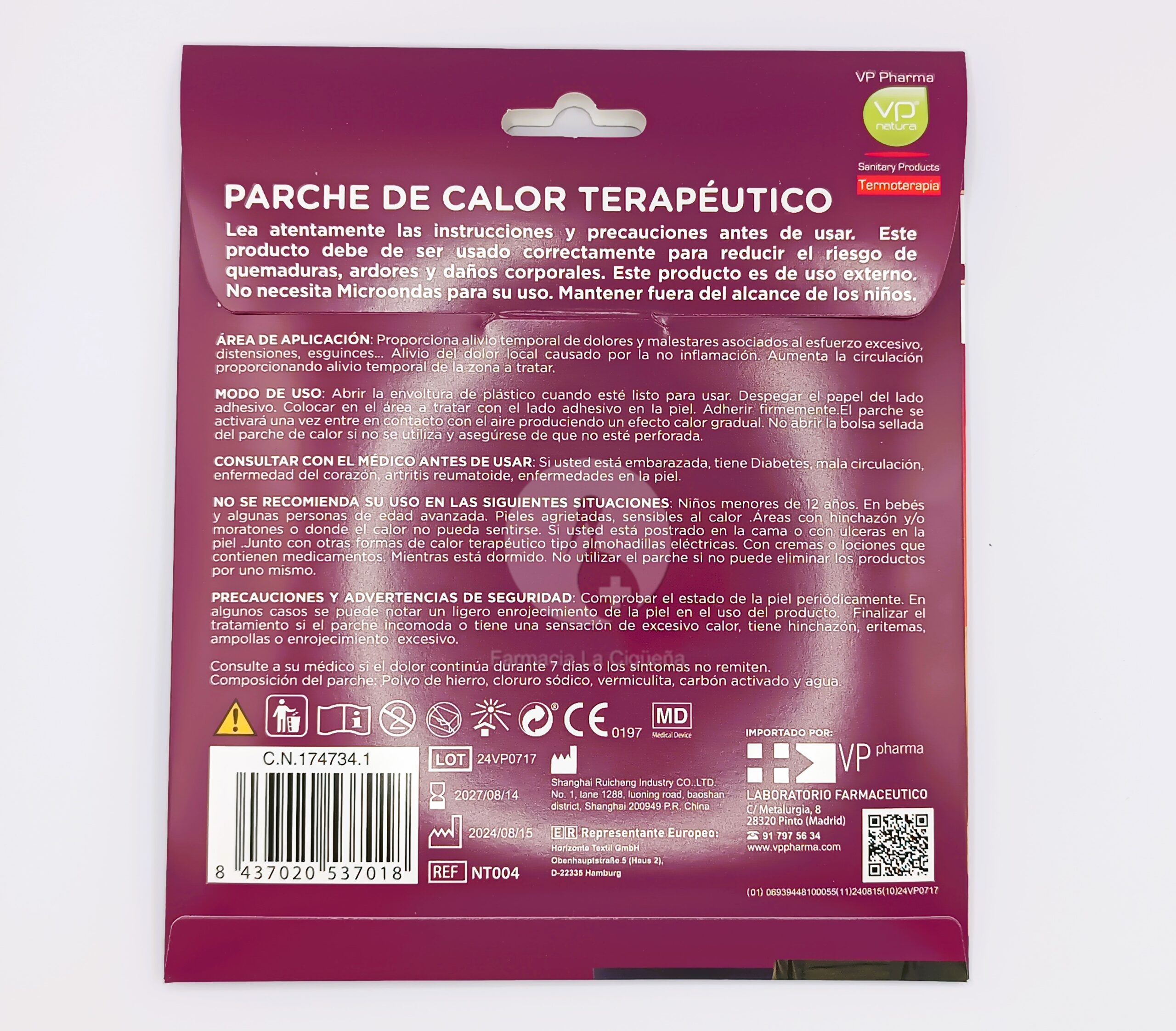 VP NATURA PARCHE DE CALOR TERAPEUTICO 1 PARCHE