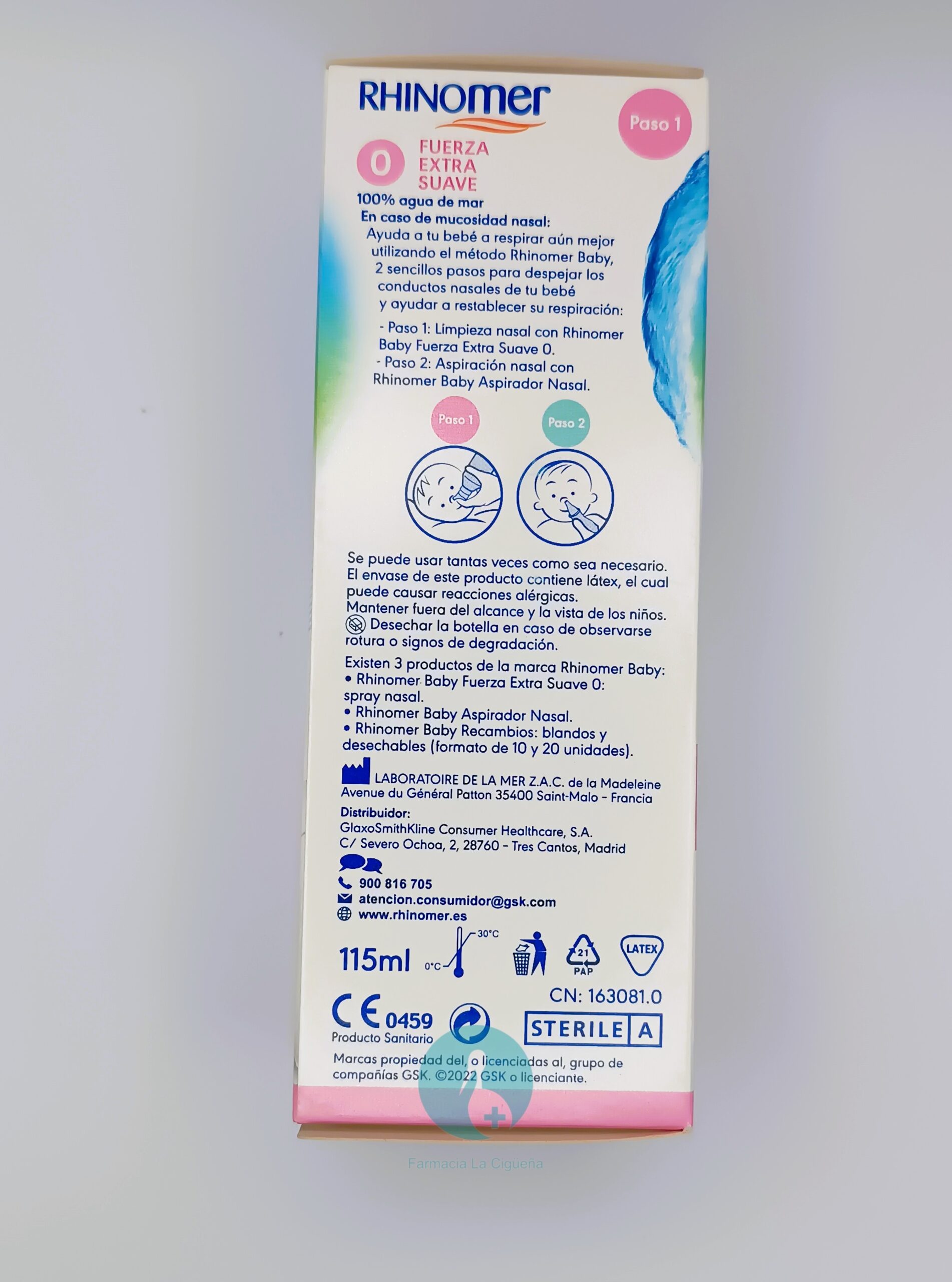 RHINOMER BABY LIMPIEZA NASAL F-0 EXTRA SUAVE ESTERIL 1 NEBULIZADOR 115 ML