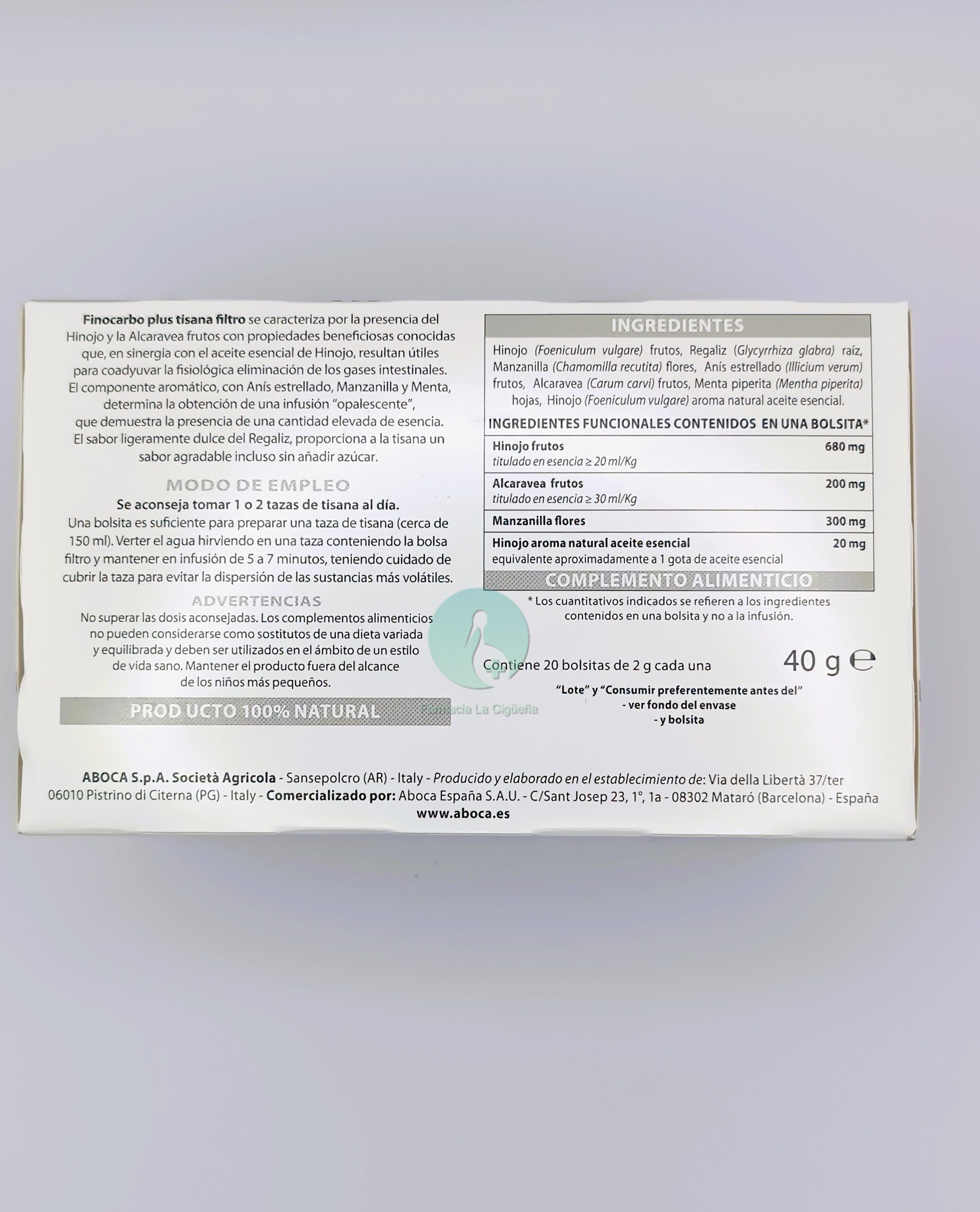 FINOCARBO PLUS TISANA 20 BOLSITAS 2 G