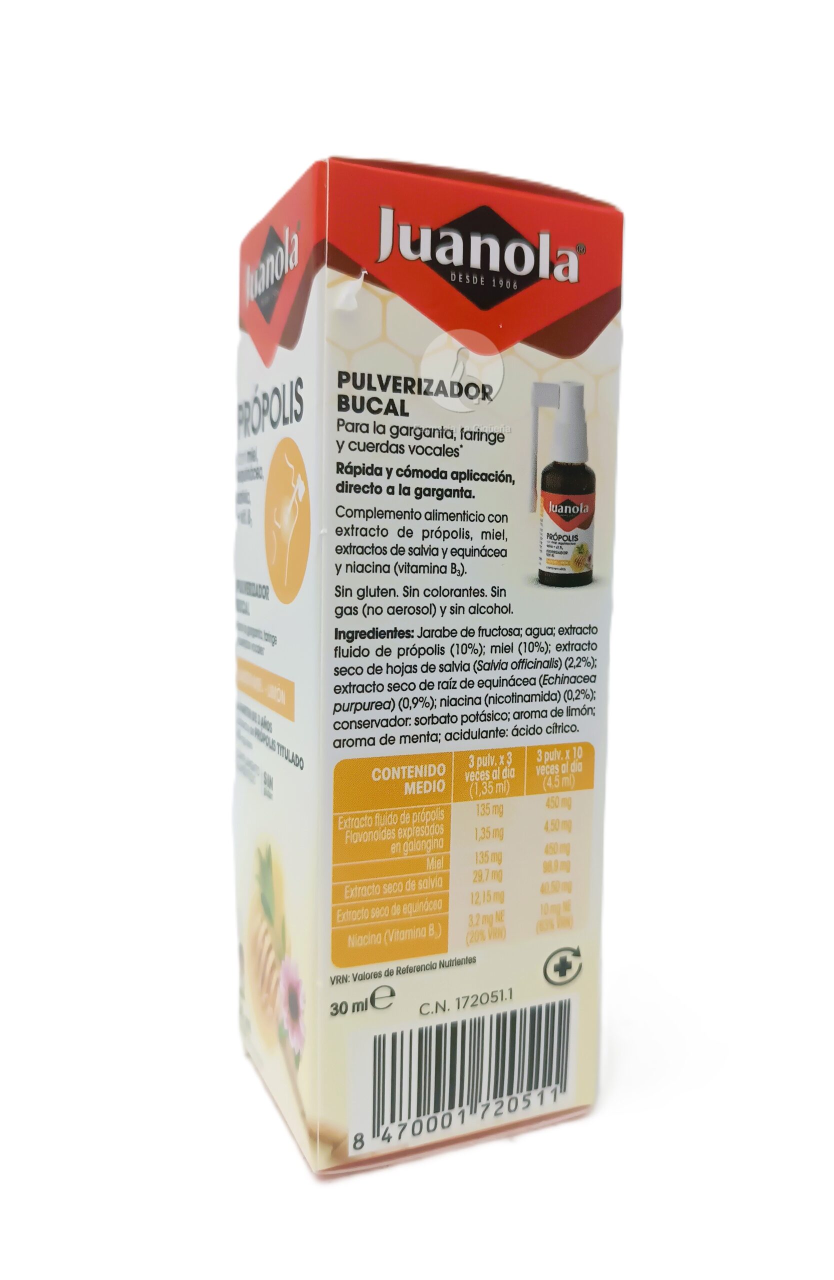 JUANOLA PROPOLIS PULVERIZADOR BUCAL 1 ENVASE 30 ML SABOR MIEL LIMON