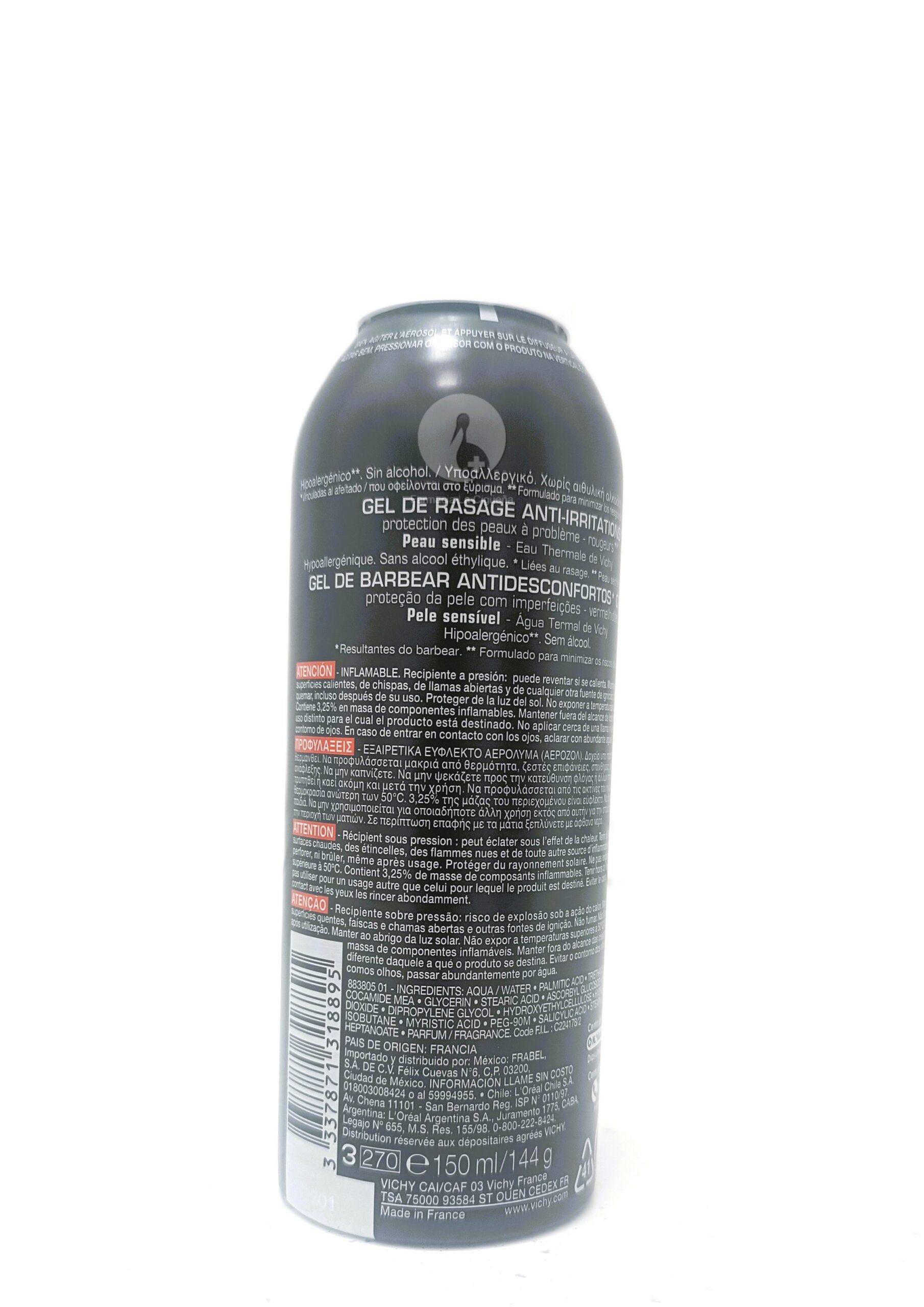 VICHY HOMME GEL-CREMA DE AFEITAR SIN JABON P SEN 1 ENVASE 200 ML