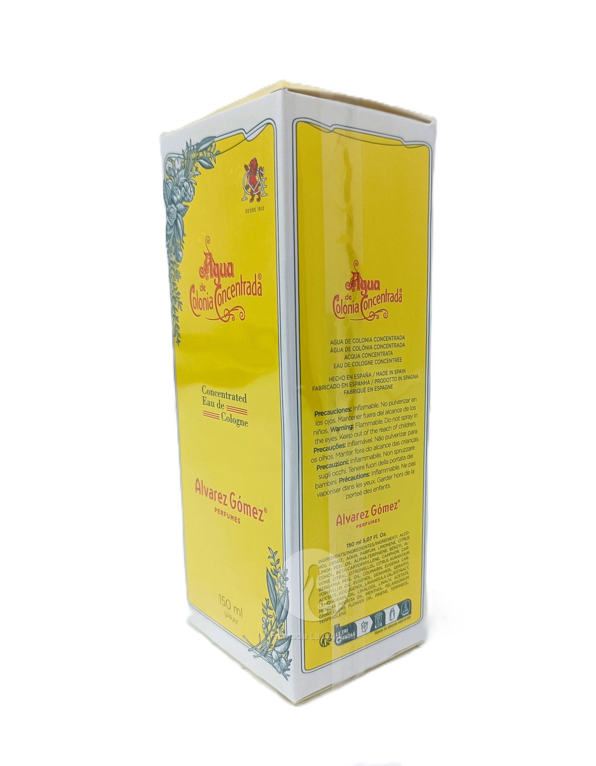 AGUA DE COLONIA CONCENTRADA ALVAREZ GOMEZ 1 ENVASE 150 ML