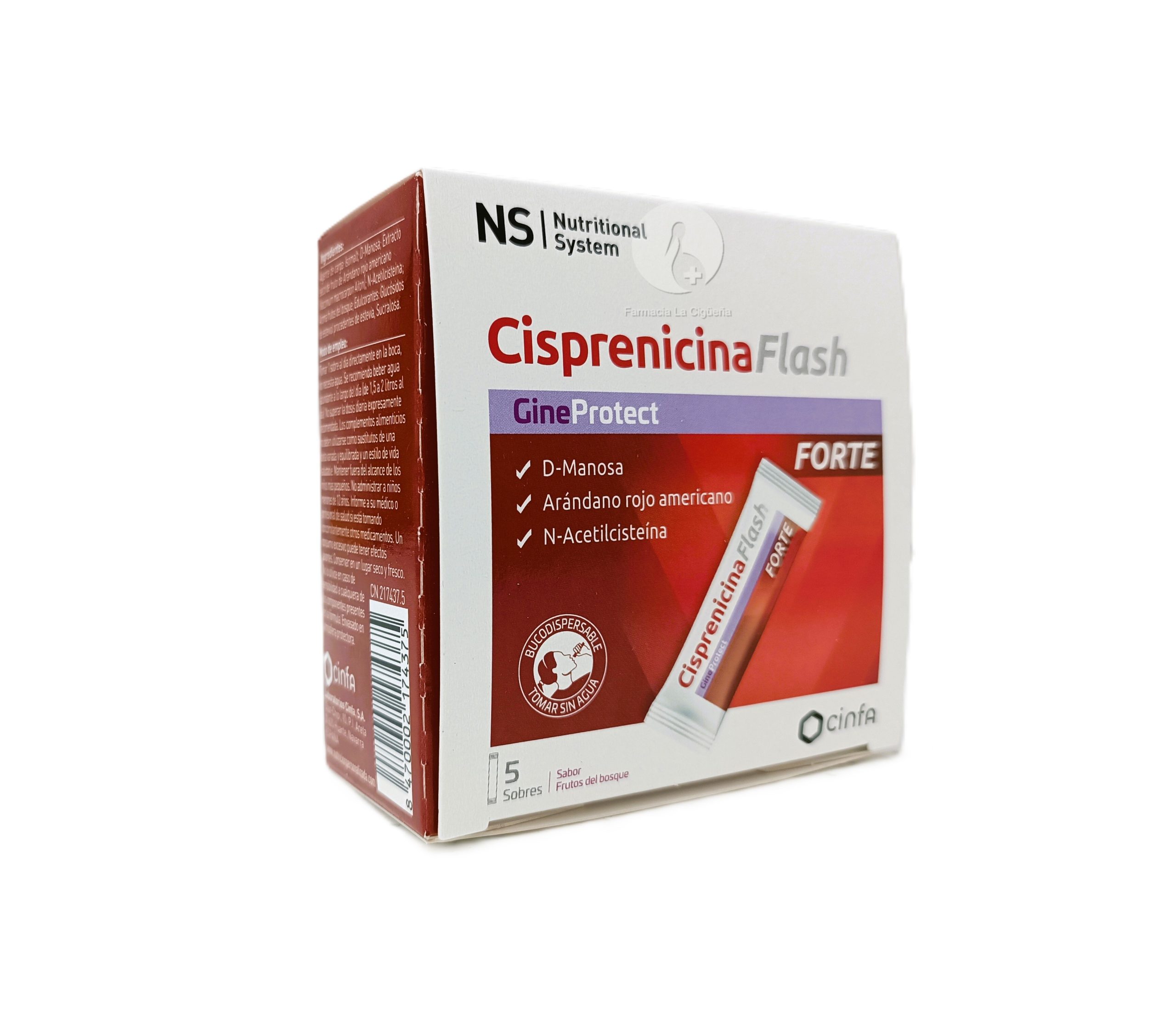 NS GINEPROTECT CISPRENICINA FLASH FORTE 5 SOBRES BUCODISPERSABLES 7 G SABOR FRUTOS DEL BOSQUE