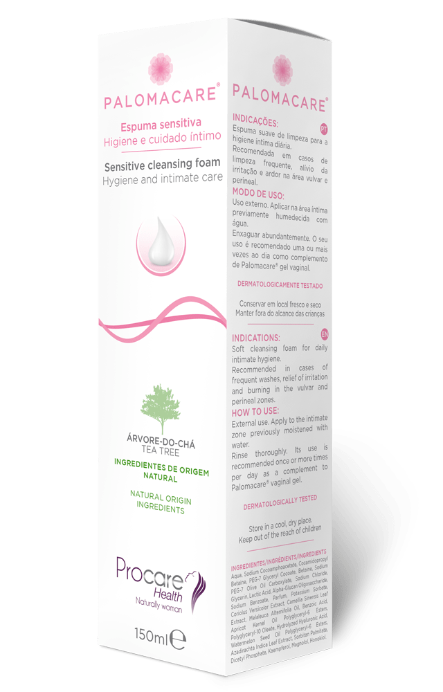 PALOMACARE ESPUMA SENSITIVA LAVADO VULVOVAGINAL 1 ENVASE 150 ML