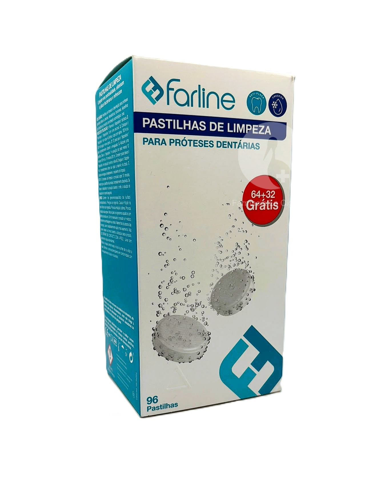 FARLINE PASTILLAS LIMPIADORAS LIMPIEZA PROTESIS DENTAL 96 TABLETAS