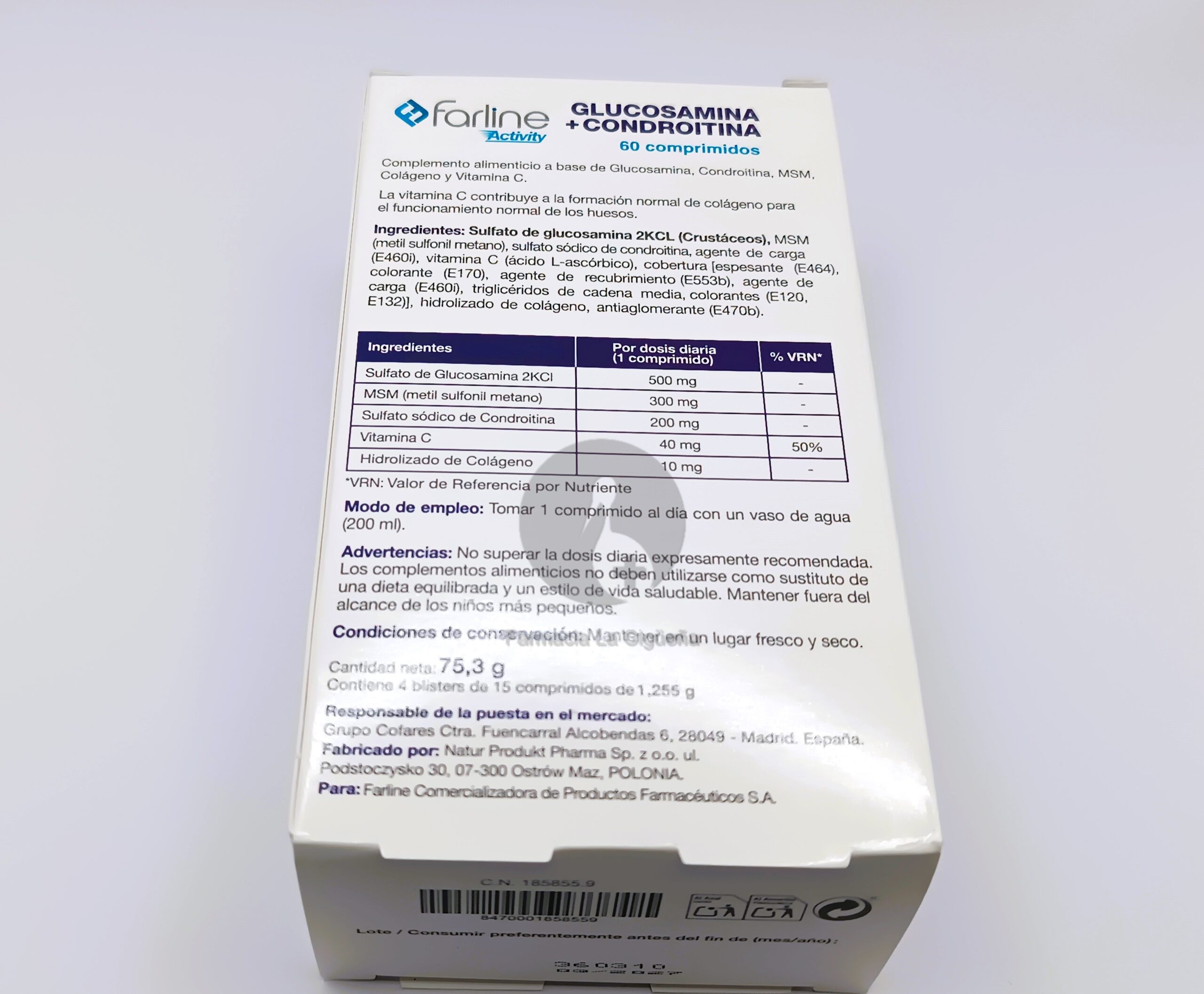 FARLINE ACTIVITY GLUCOSAMINA+CONDROITIN 60 COMPRIMIDOS