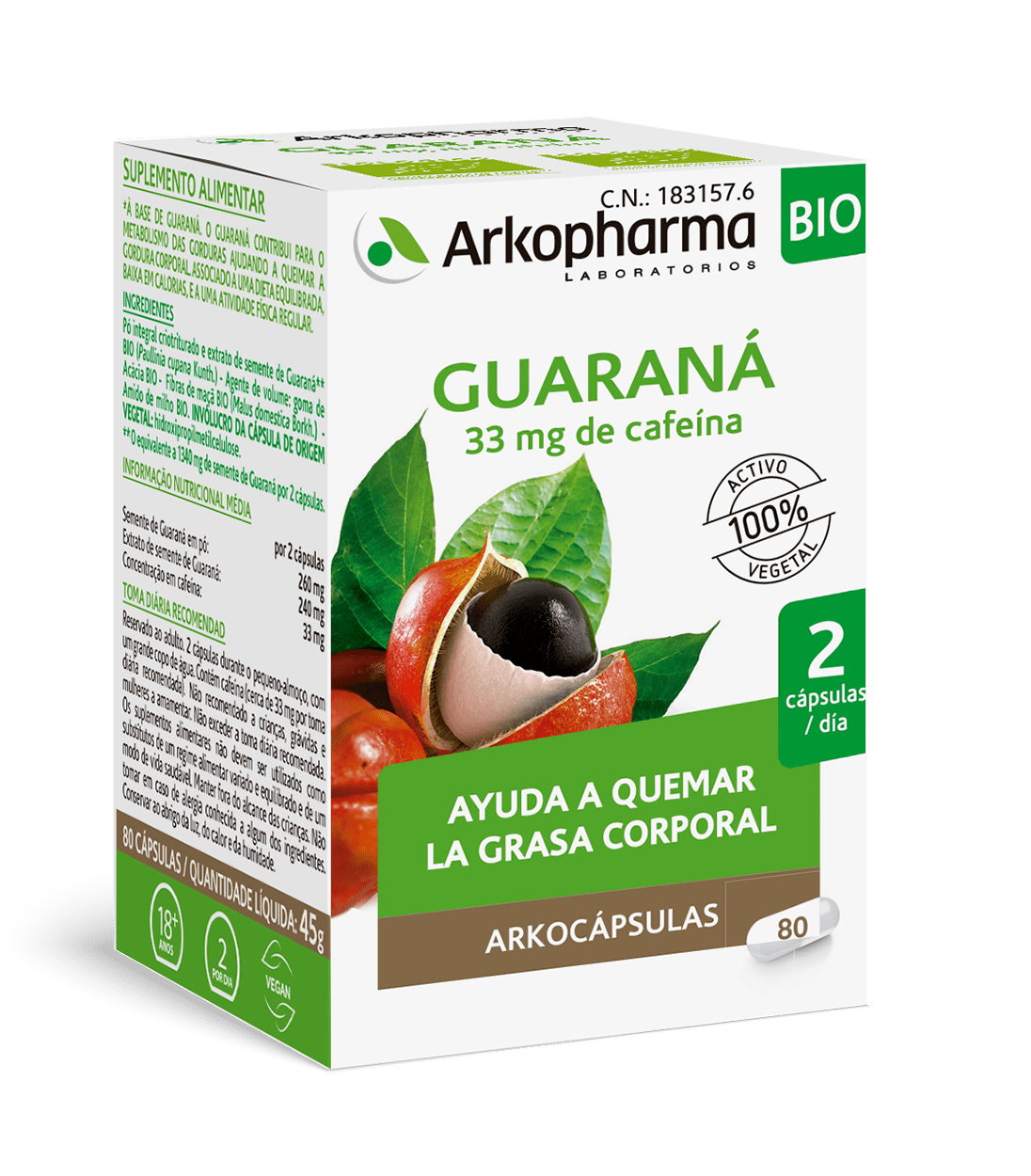 ARKOCAPSULAS GUARANA BIO 80 CAPSULAS