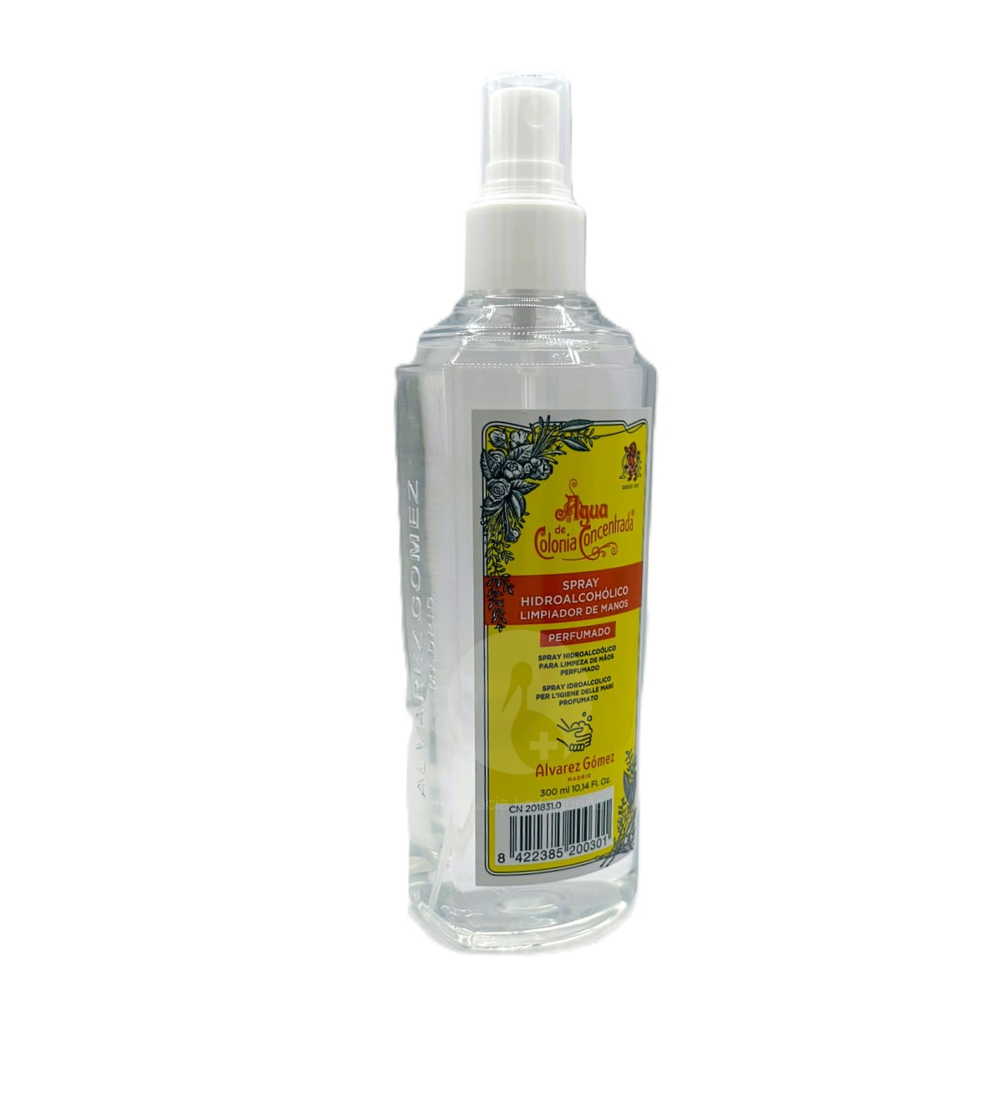 AGUA DE COLONIA CONCENTRADA SPRAY HIDROALCOHOLICO LIMPIADOR DE MANOS PERFUMADO 1 ENVASE 300 ML