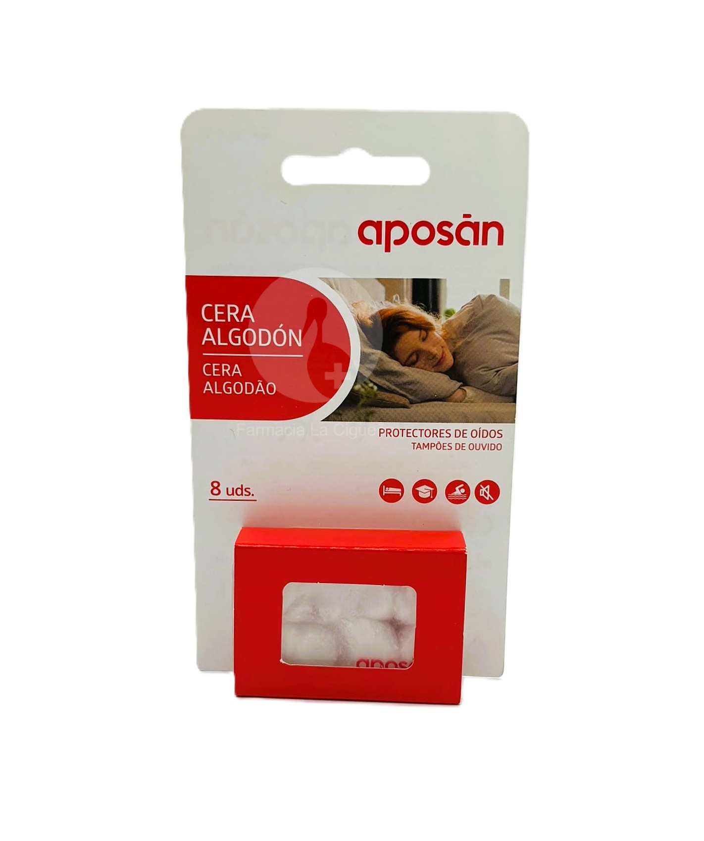 TAPONES OIDOS CERA ALGODON APOSAN 8 UNIDADES