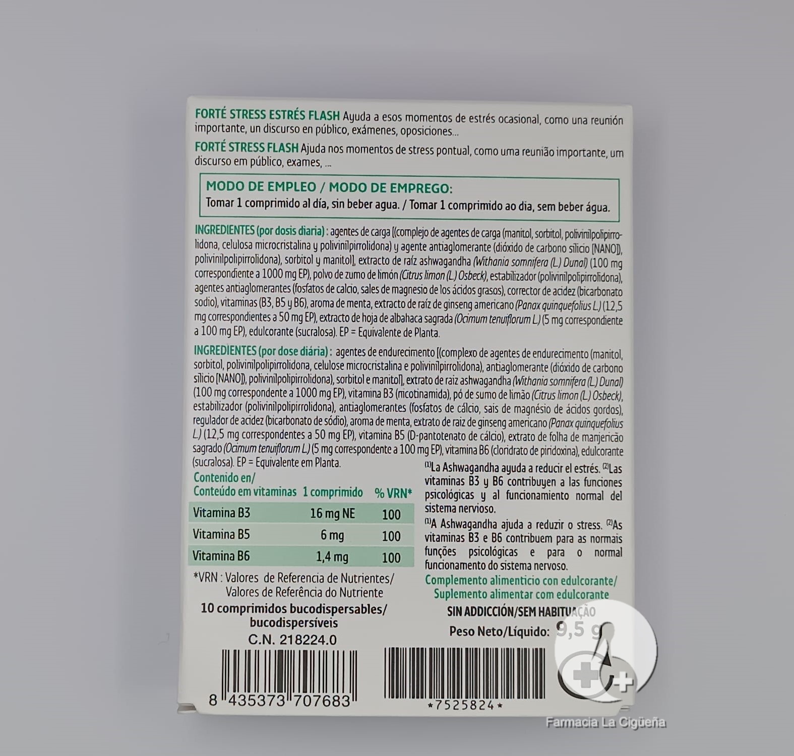 FORTE STRESS FLASH 10 COMPRIMIDOS SABOR MENTA