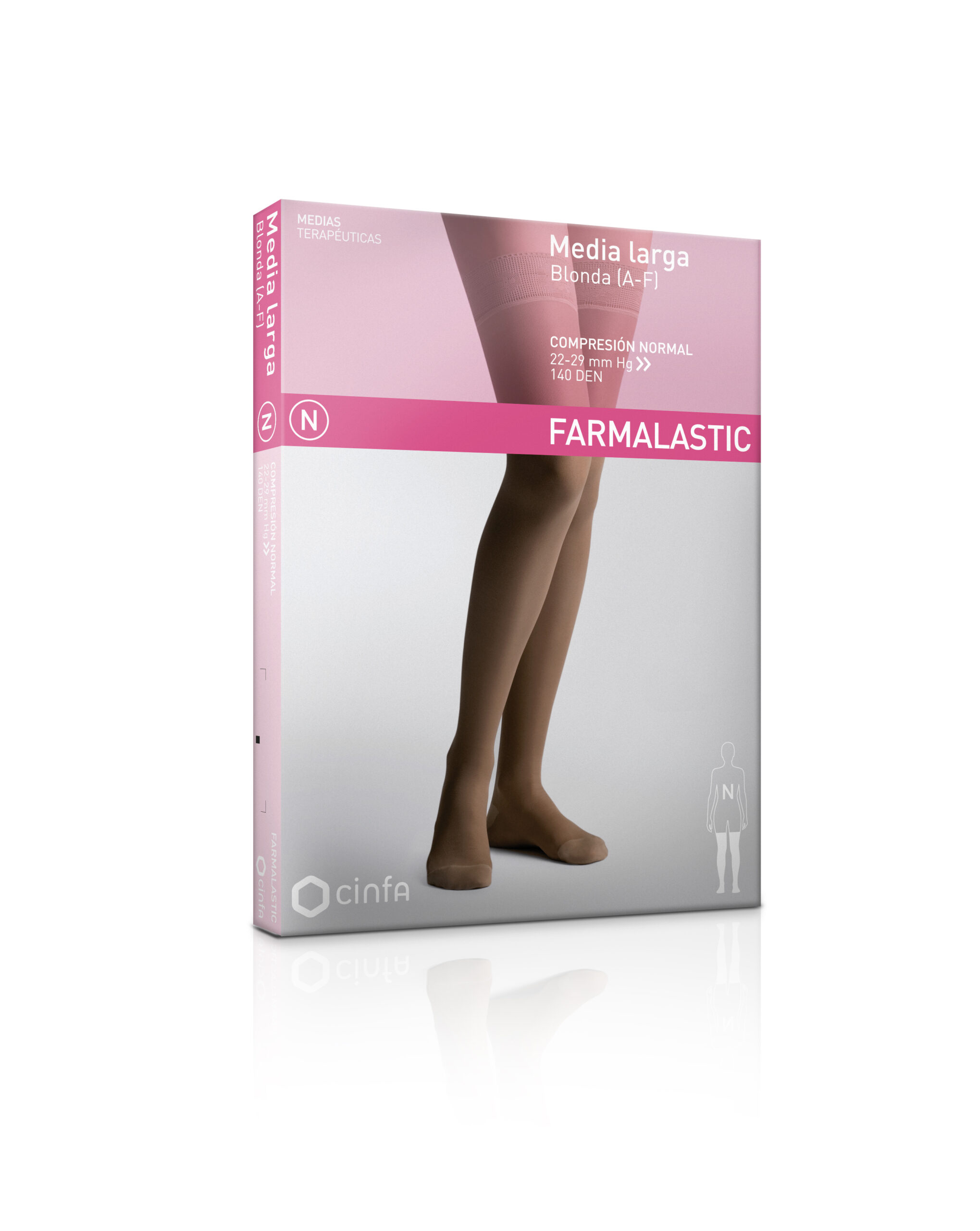 MEDIA LARGA CON SILICONA BLONDA (A-F) COMPRESION NORMAL FARMALASTIC PUNTERA CERRADA 2 UNIDADES TALLA